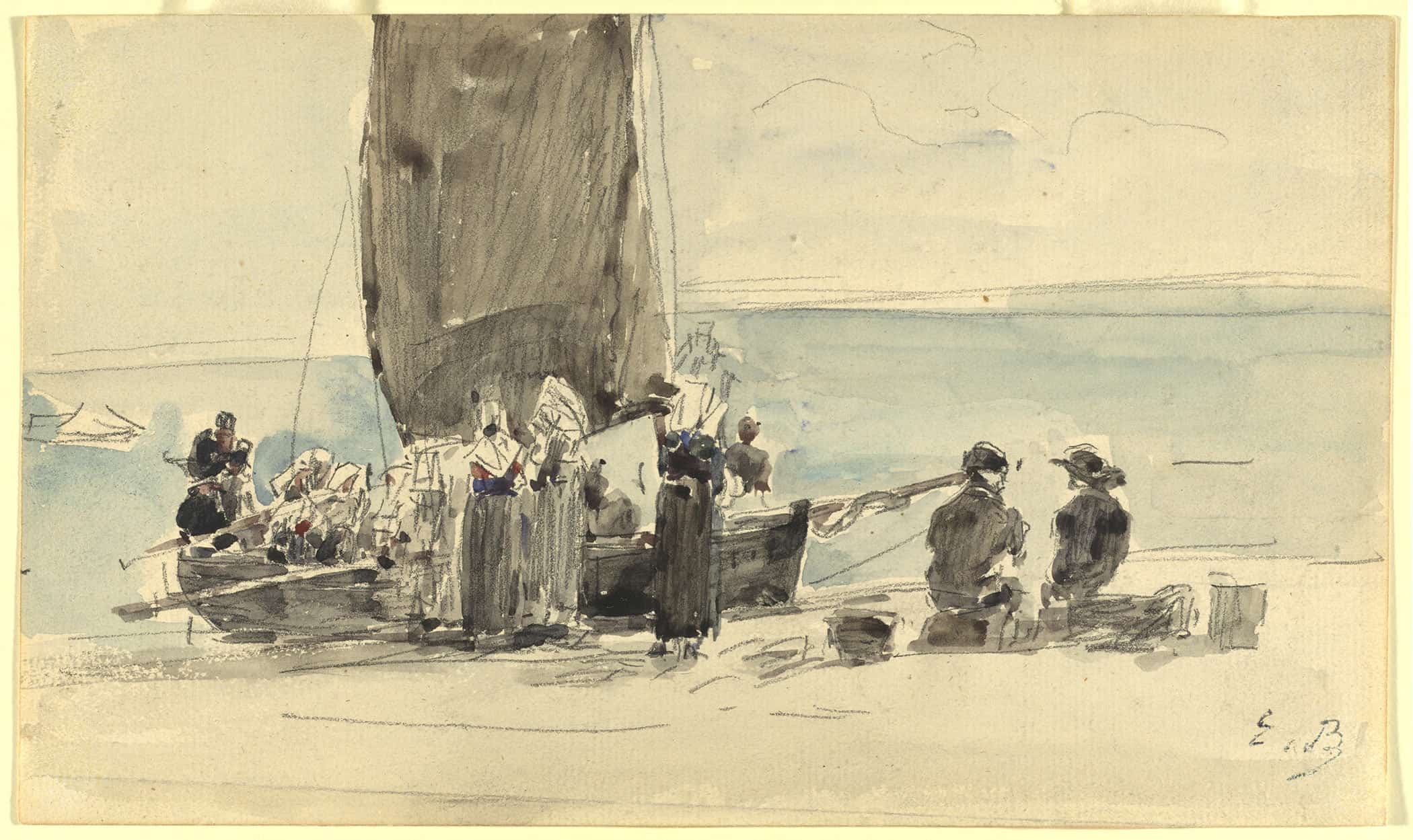 Loading The Boats by Eugene Boudin - Image 2