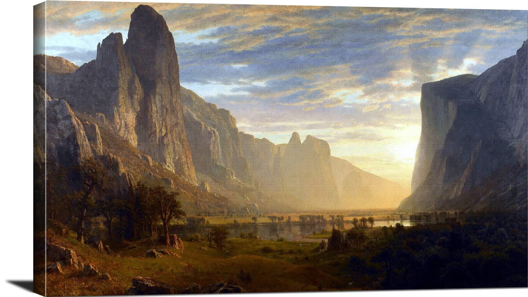 Looking Down Yosemite Valley Painting Albert Bierstadt Canvas Art - Image 3