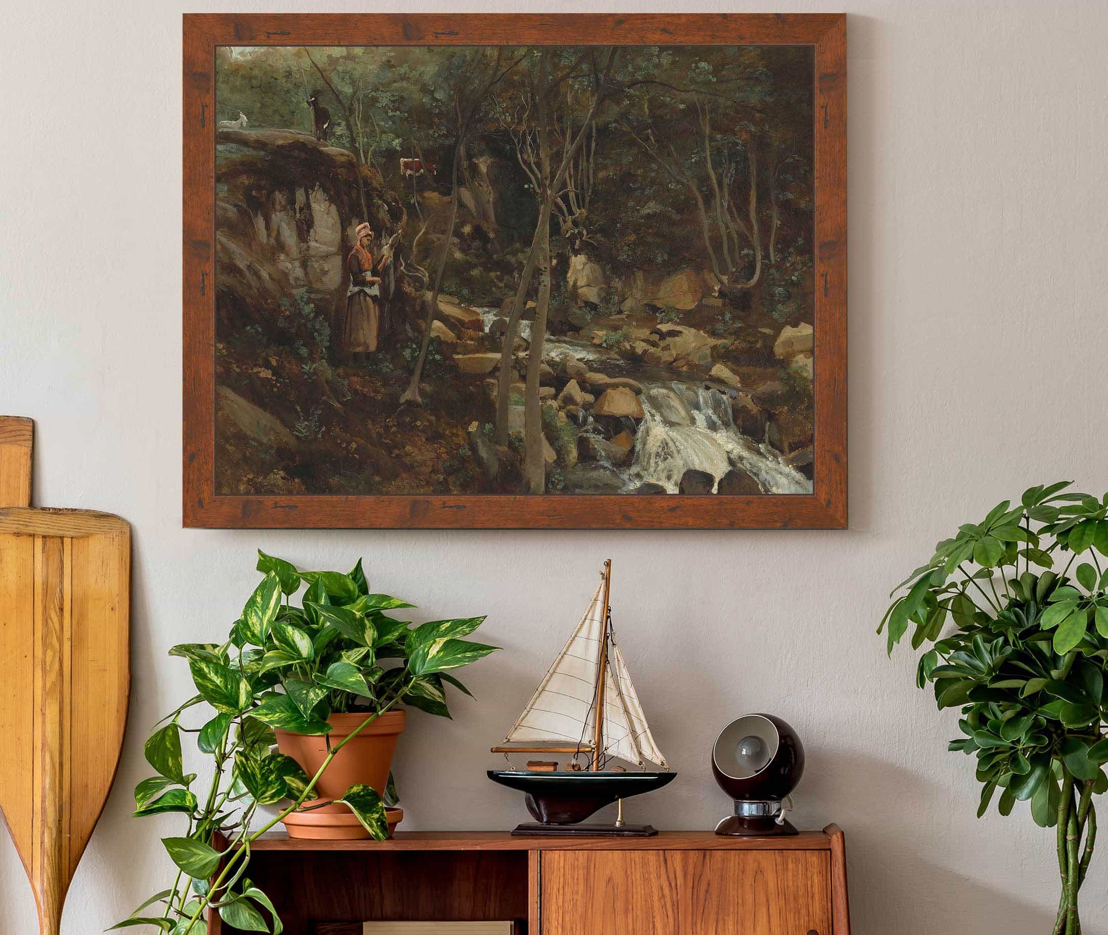 Lormes Un Torrent Avec Une Chevriere Debout Filant by Jean Baptiste Camille Corot - Image 3