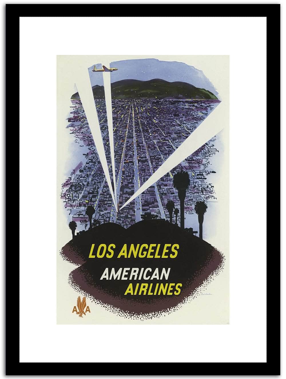 Los Angeles America Airlines  Vintage Poster