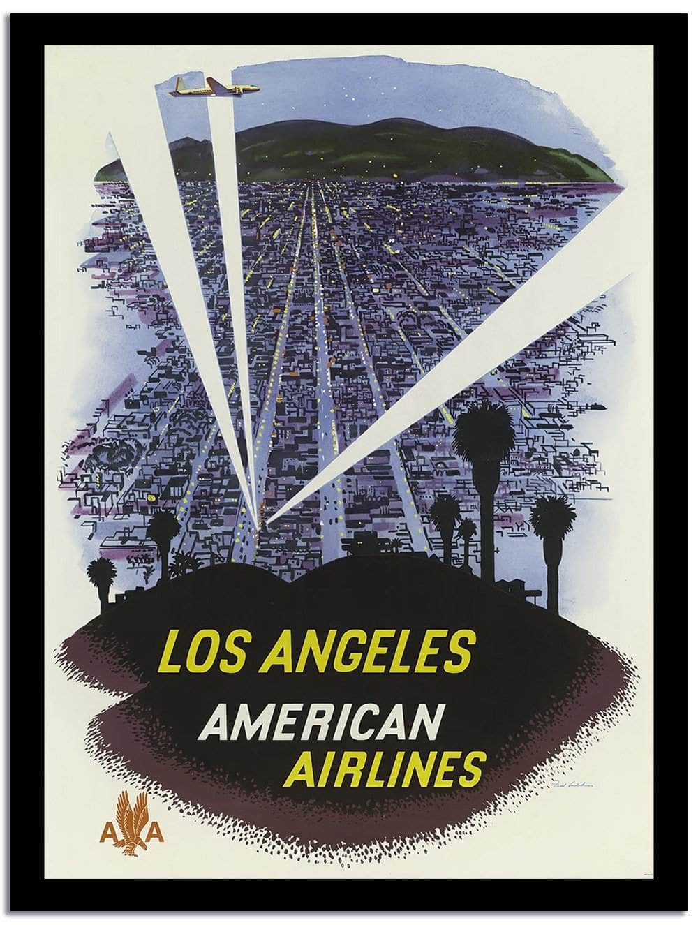 Los Angeles America Airlines  Vintage Poster - Image 2