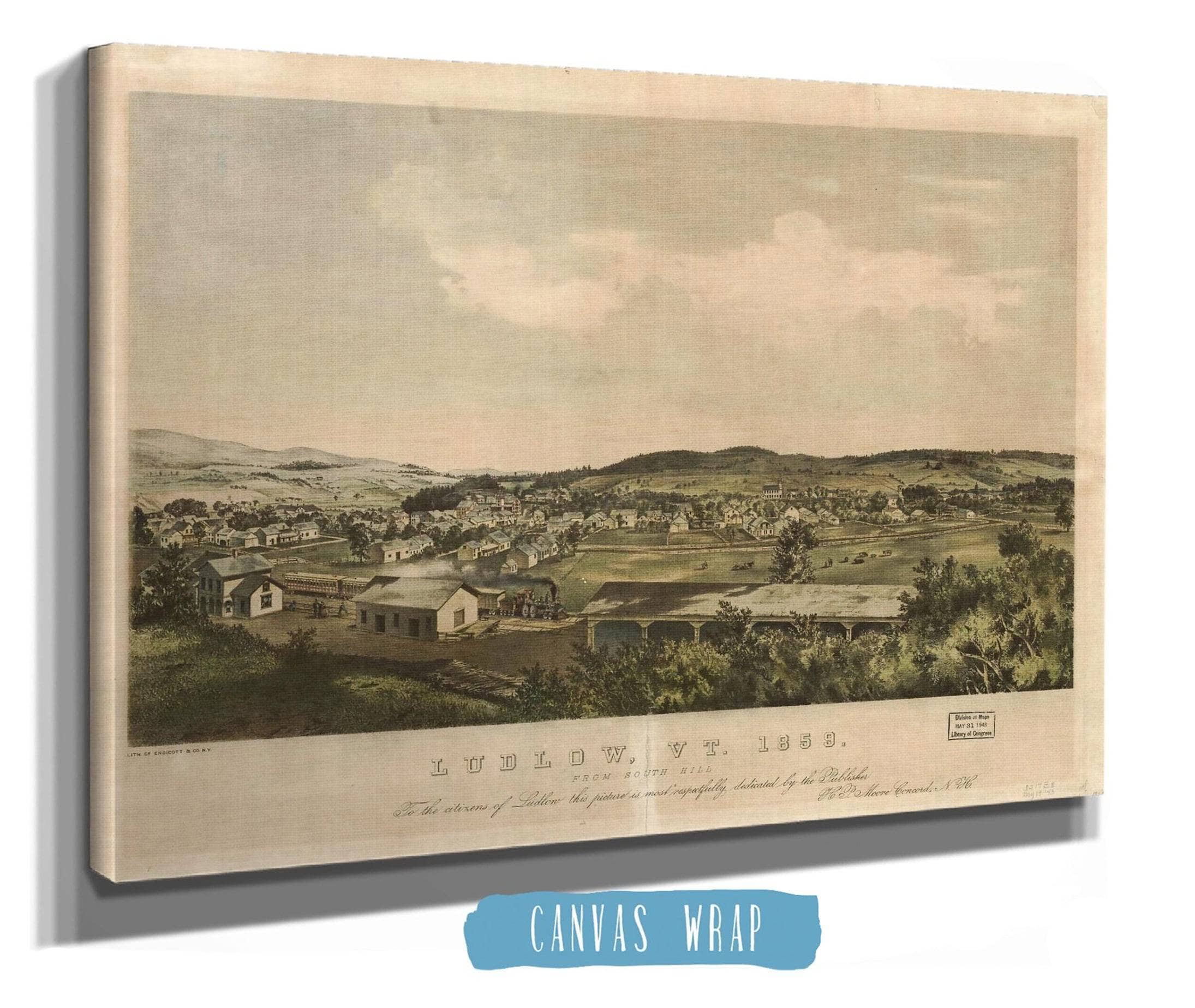 Ludlow Vt 1859 From South Hill Lith Of Endicott & Co Ny State of New York