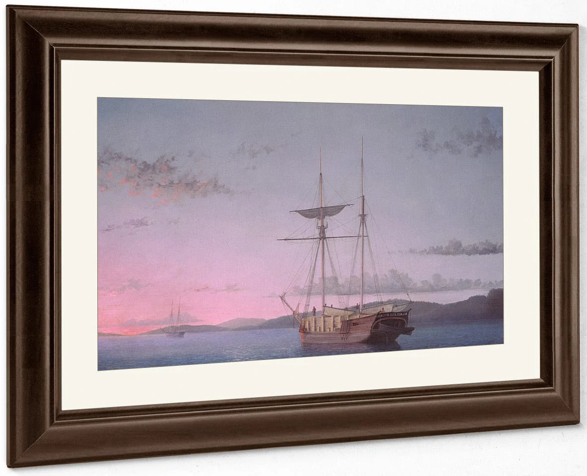 Lumber Schooners At Evening On Penobscot Bay (1863) By Fitz Henry Lane - Image 3