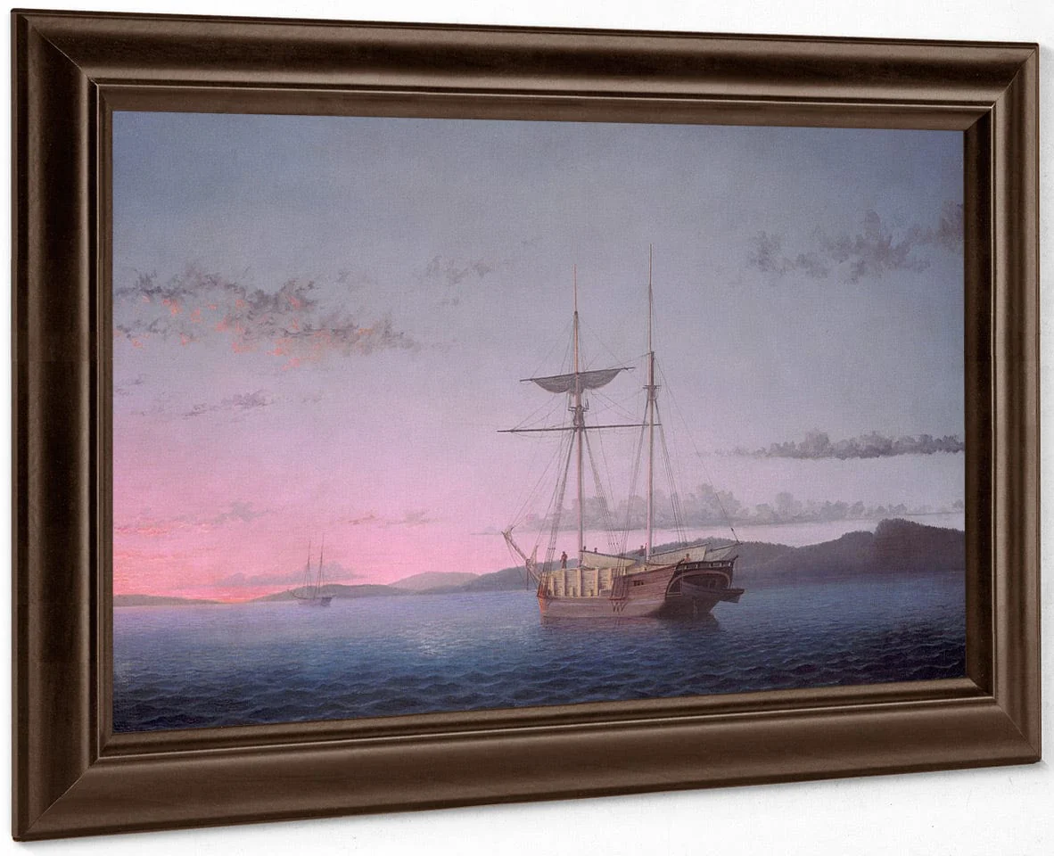 Lumber Schooners At Evening On Penobscot Bay (1863) By Fitz Henry Lane - Image 4