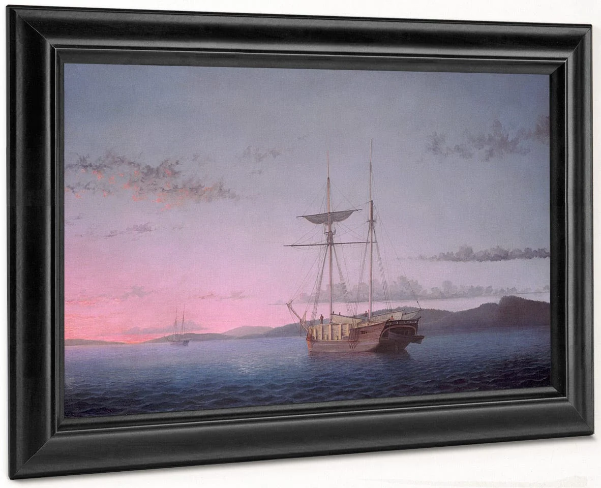 Lumber Schooners At Evening On Penobscot Bay (1863) By Fitz Henry Lane - Image 6