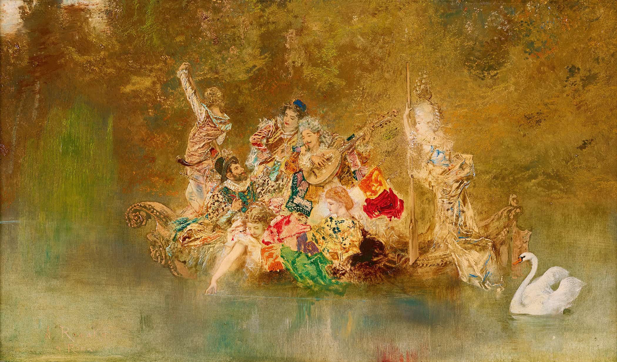 Lustige Gesellschaft In Einer Gondel by Anton Romako - Image 2