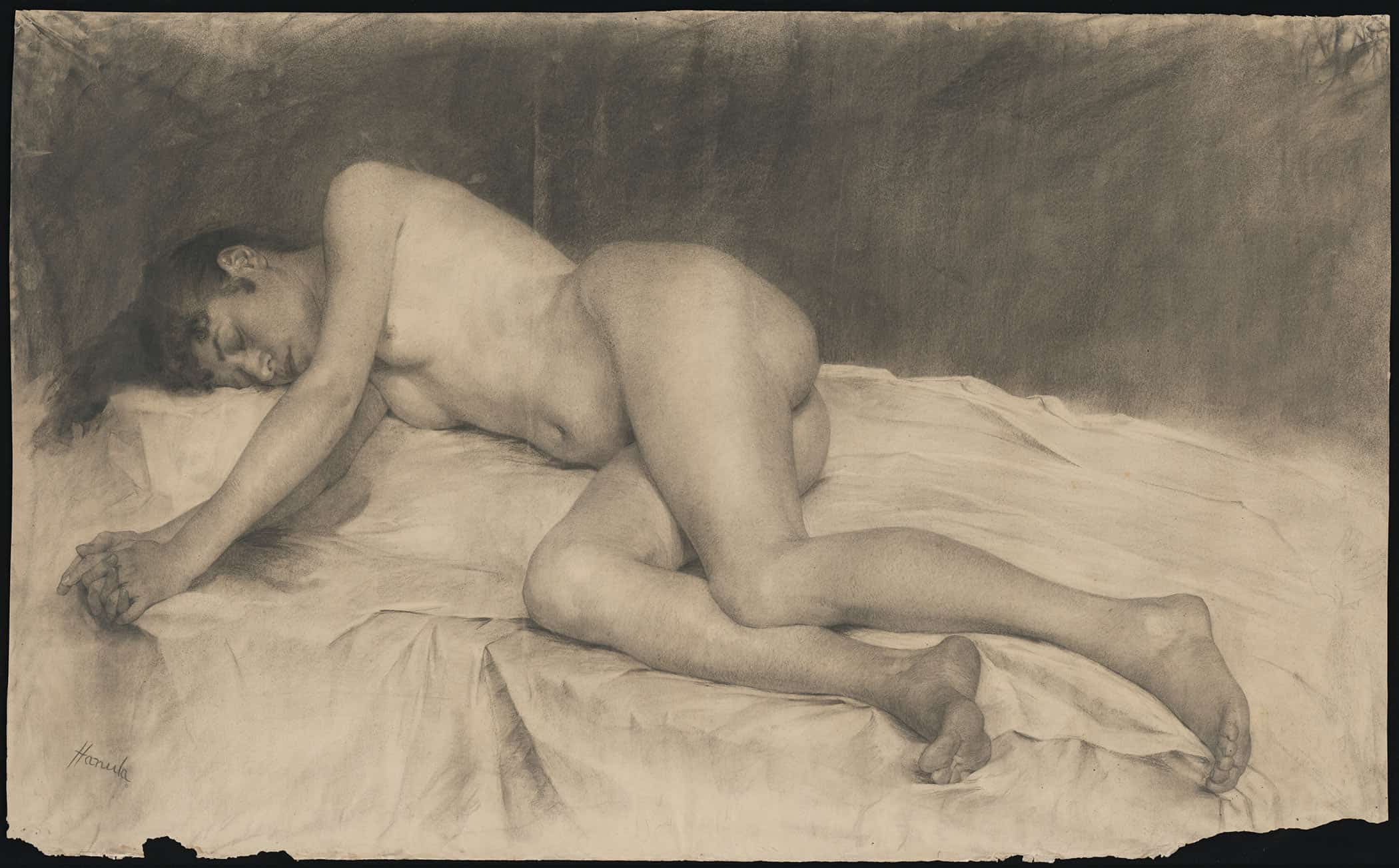 Lying Female Nude by Jozef Hanula - Image 2
