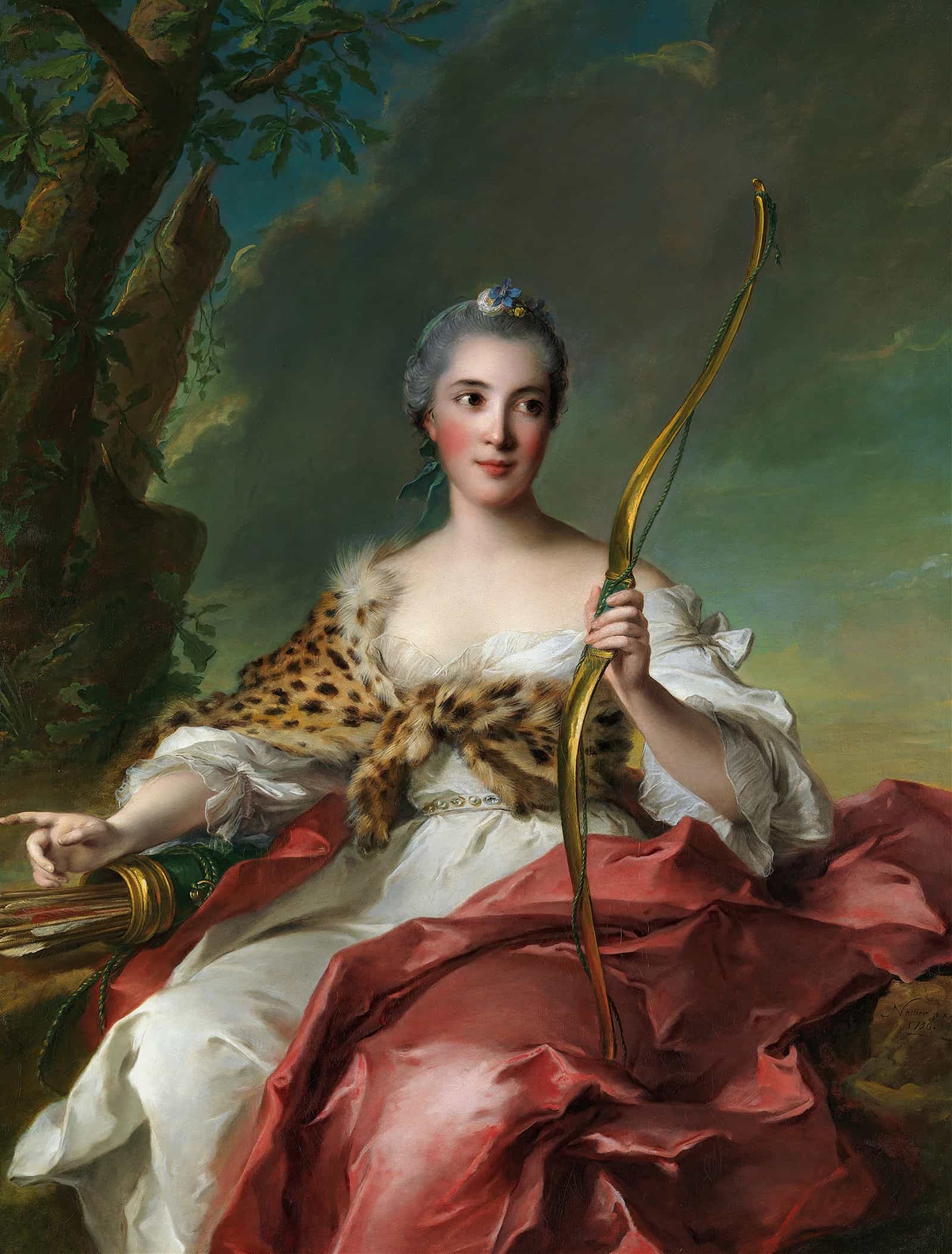 Madame Bergeret De Frouville As Diana by Jean Marc Nattier - Image 2
