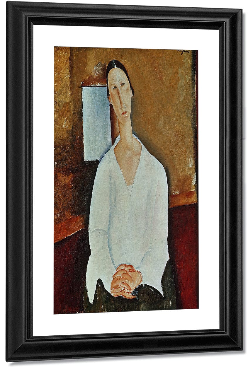 Madame Zborowska With Clasped Hands By Amedeo Modigliani - Image 3