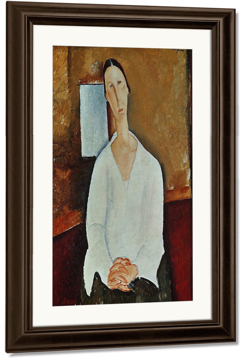 Madame Zborowska With Clasped Hands By Amedeo Modigliani - Image 4