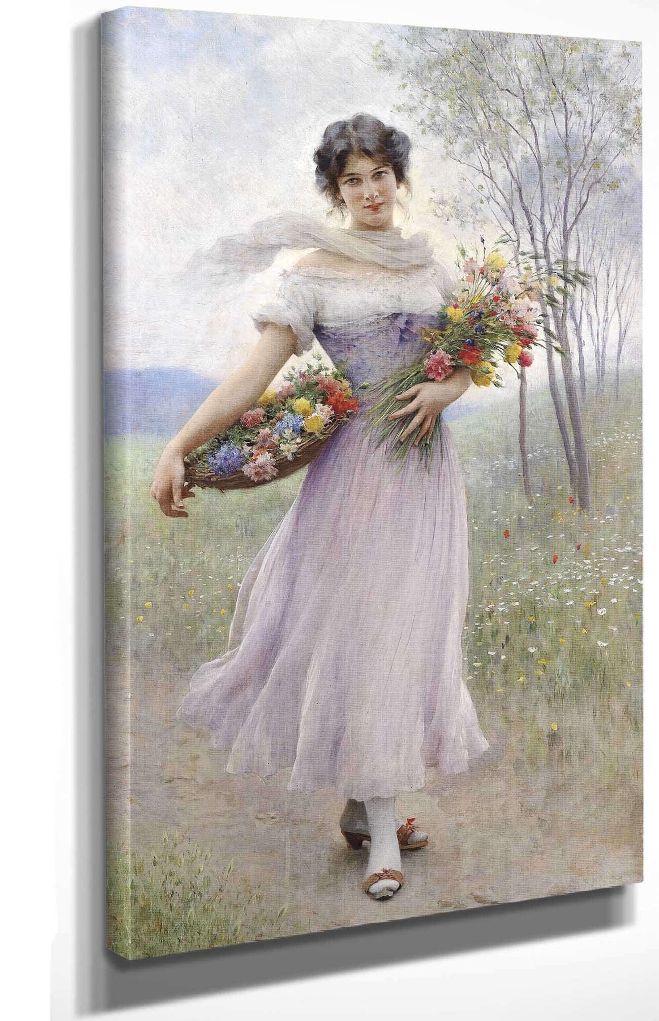 Madchen In Fliederfarbenem Kleid by Eugen Von Blaas - Image 4