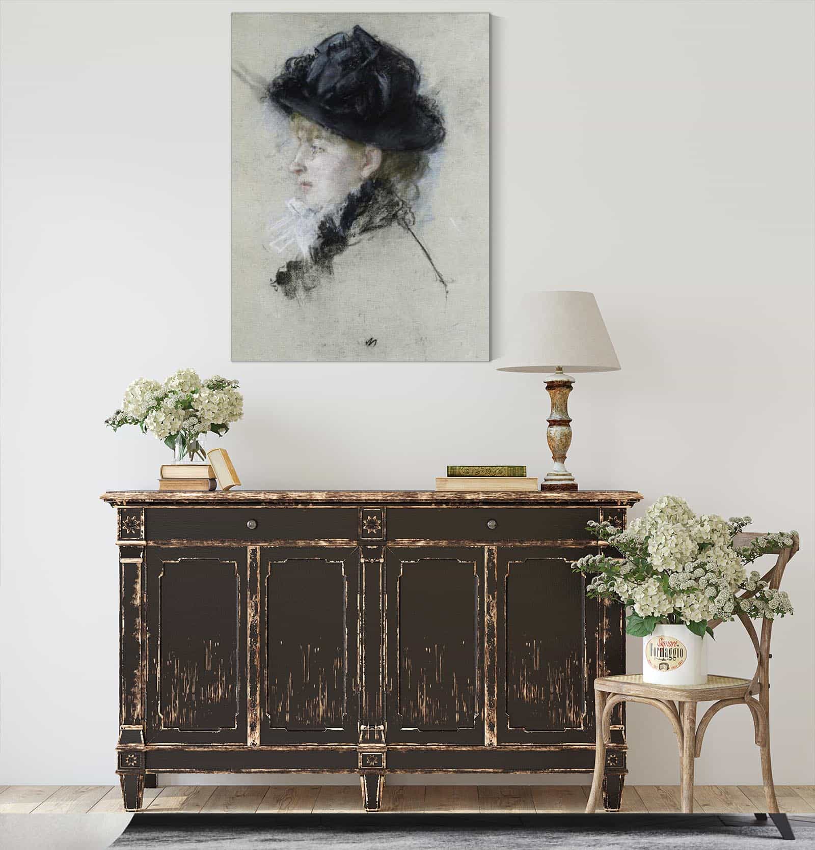 Mademoiselle Louise Riesener In A Hat by Berthe Morisot - Image 4