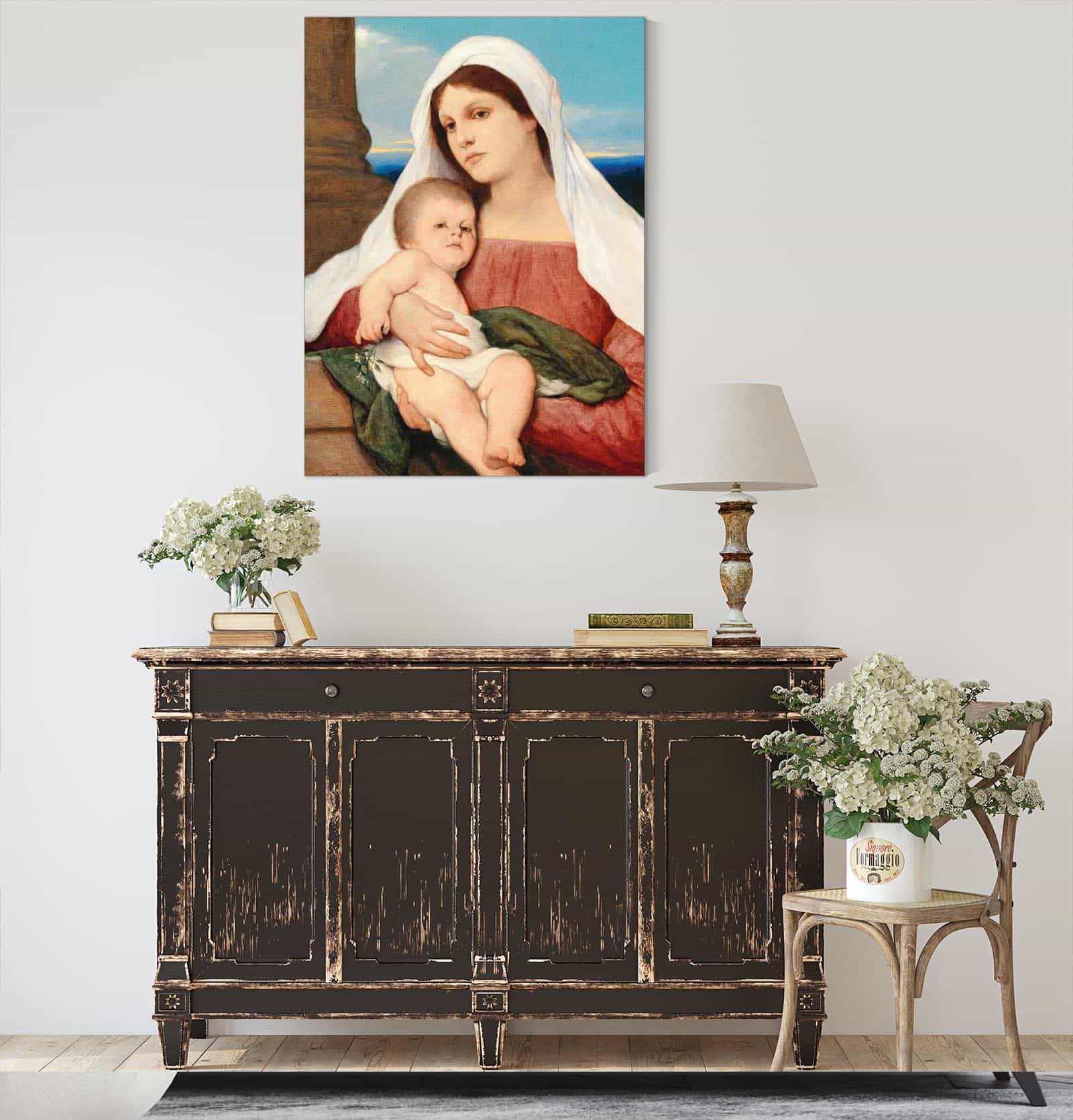 Madonna And Child In An Open Landscape by Gabriel Von Max - Image 4