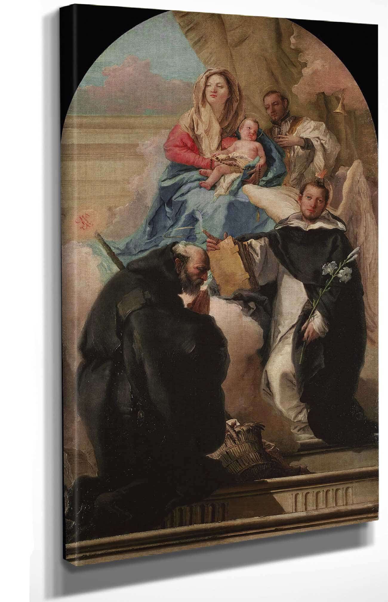 Madonna And Child With Three Saints by Giovanni Domenico Tiepolo - Image 4