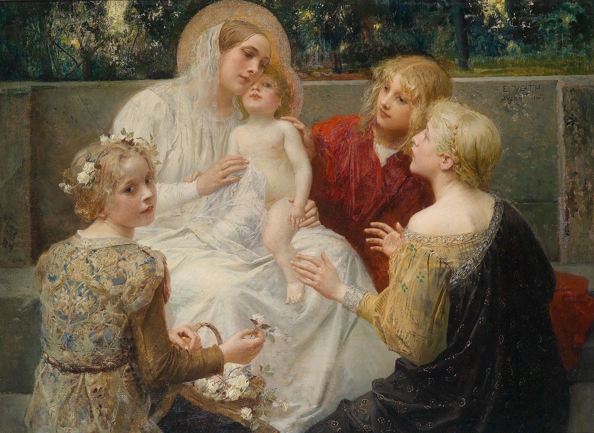 Madonna Mit Jesus Umgeben Von Kindern by Eduard Veith - Image 2