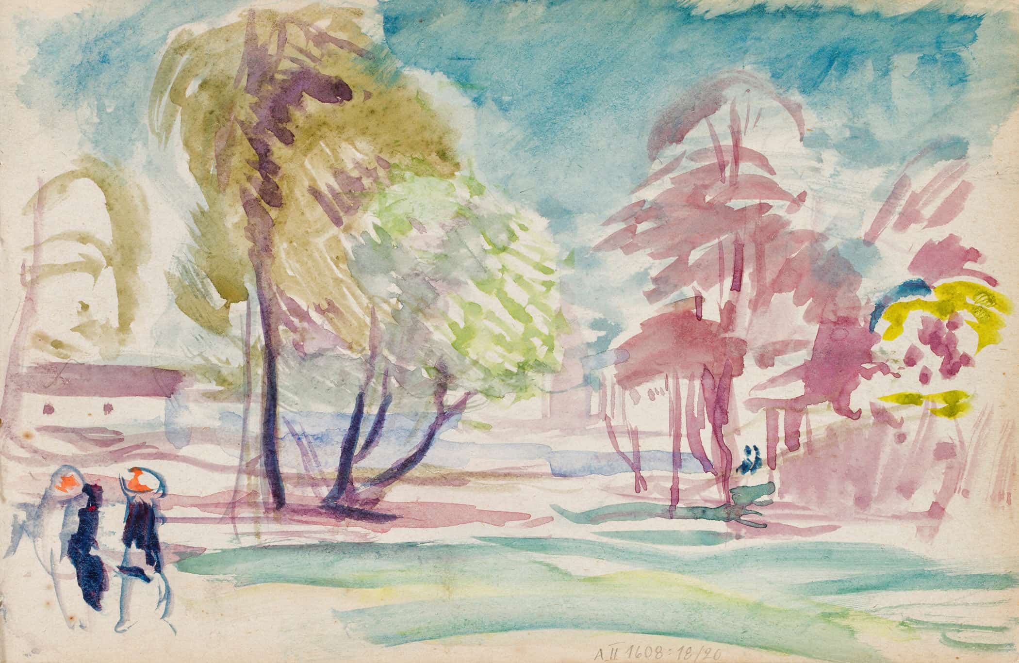 Maisema Ja Hahmoja Luonnos  by Magnus Enckell - Image 2