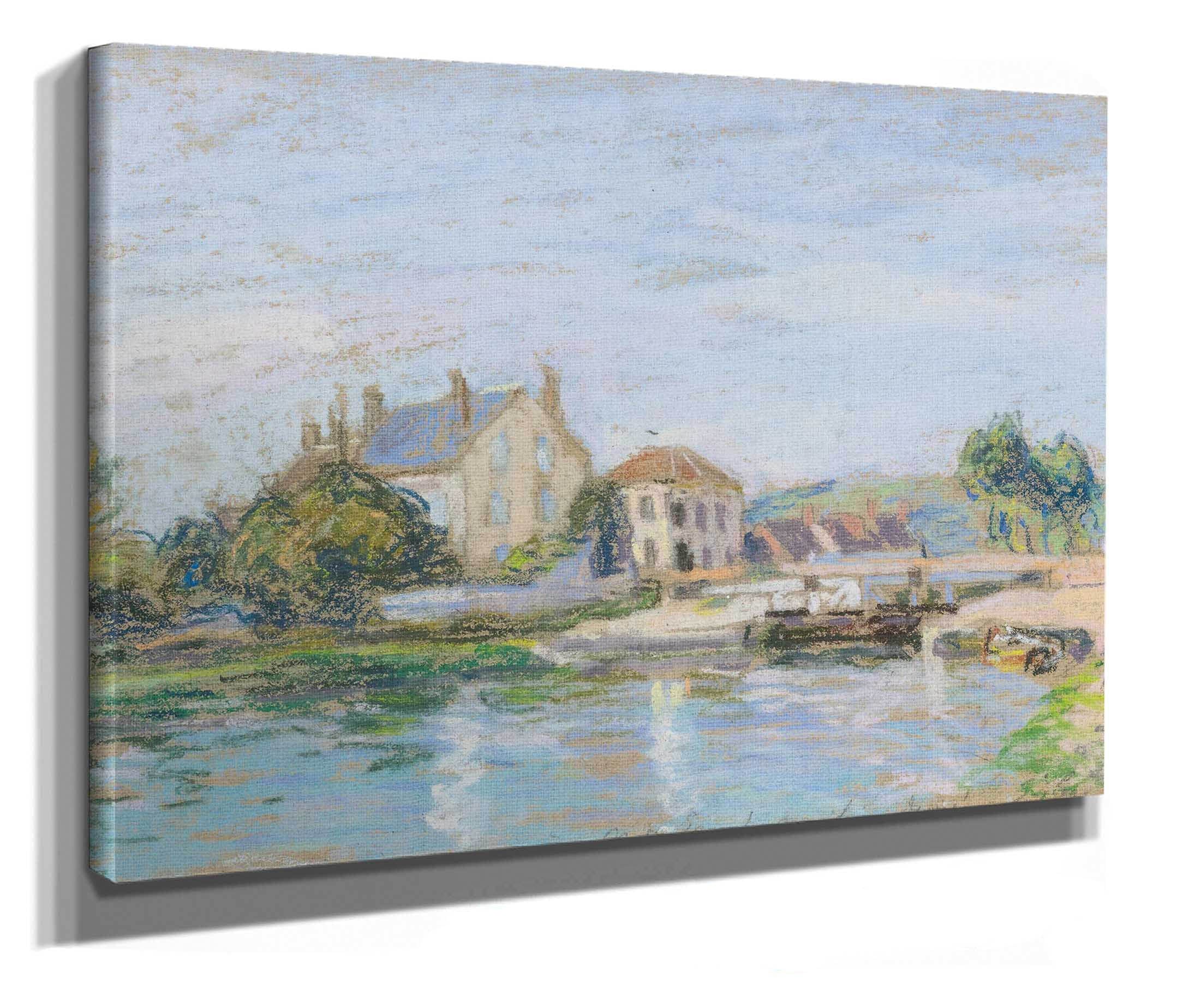 Maisons Au Bord De Lecluse De La Gazonne by Alfred Sisley - Image 2