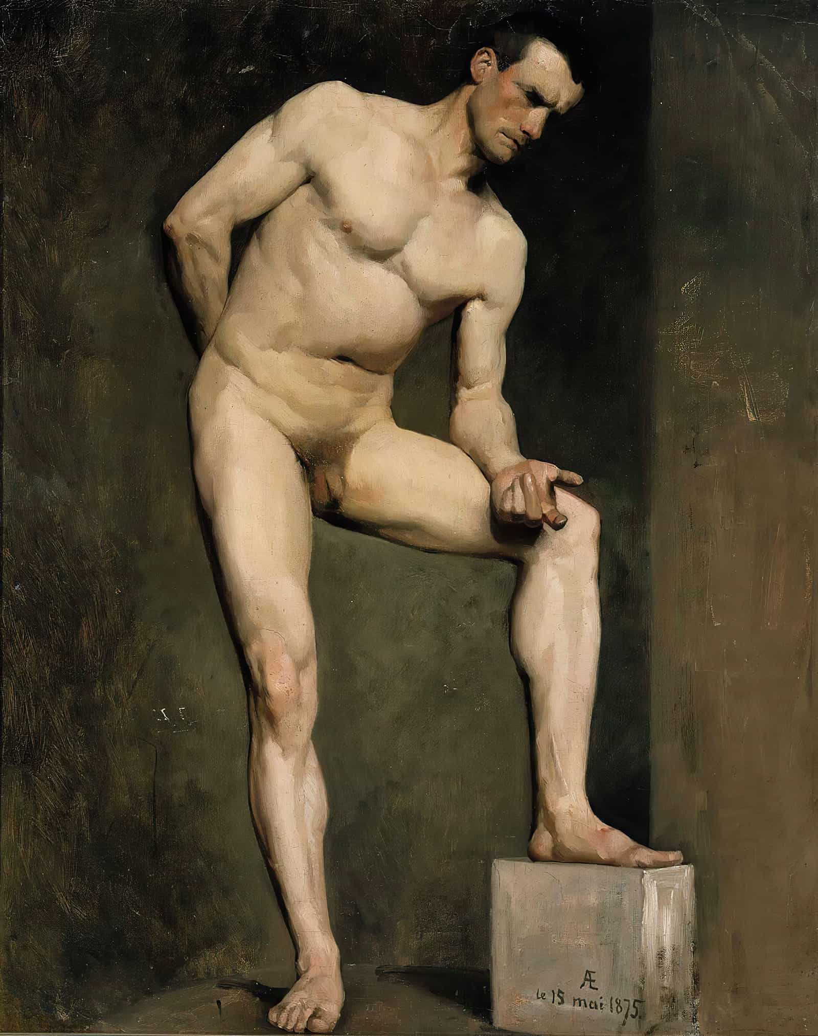 Male Model Academy Study by Albert Edelfelt - Image 8