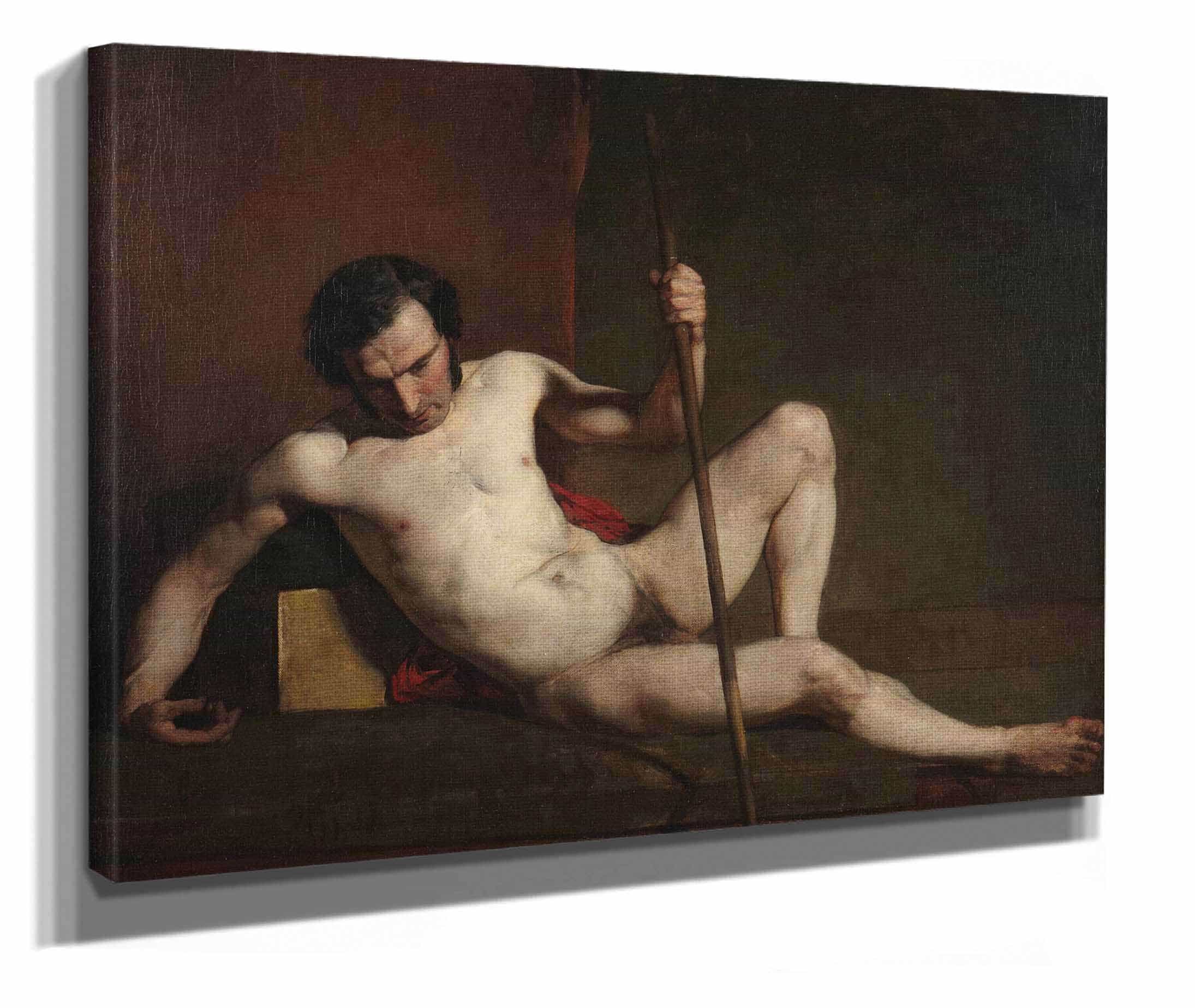 Male Nude Leaning On Staff by William Etty - Image 2