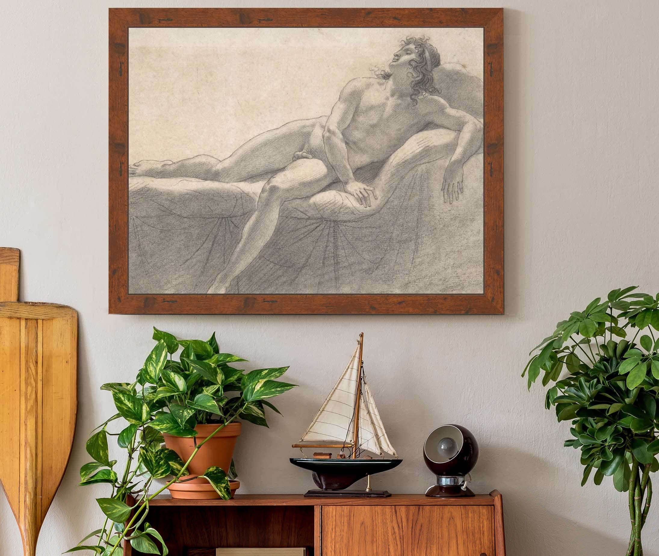Male Nude Reclining On A Divan by Anne Louis Girodet Trioson - Image 3