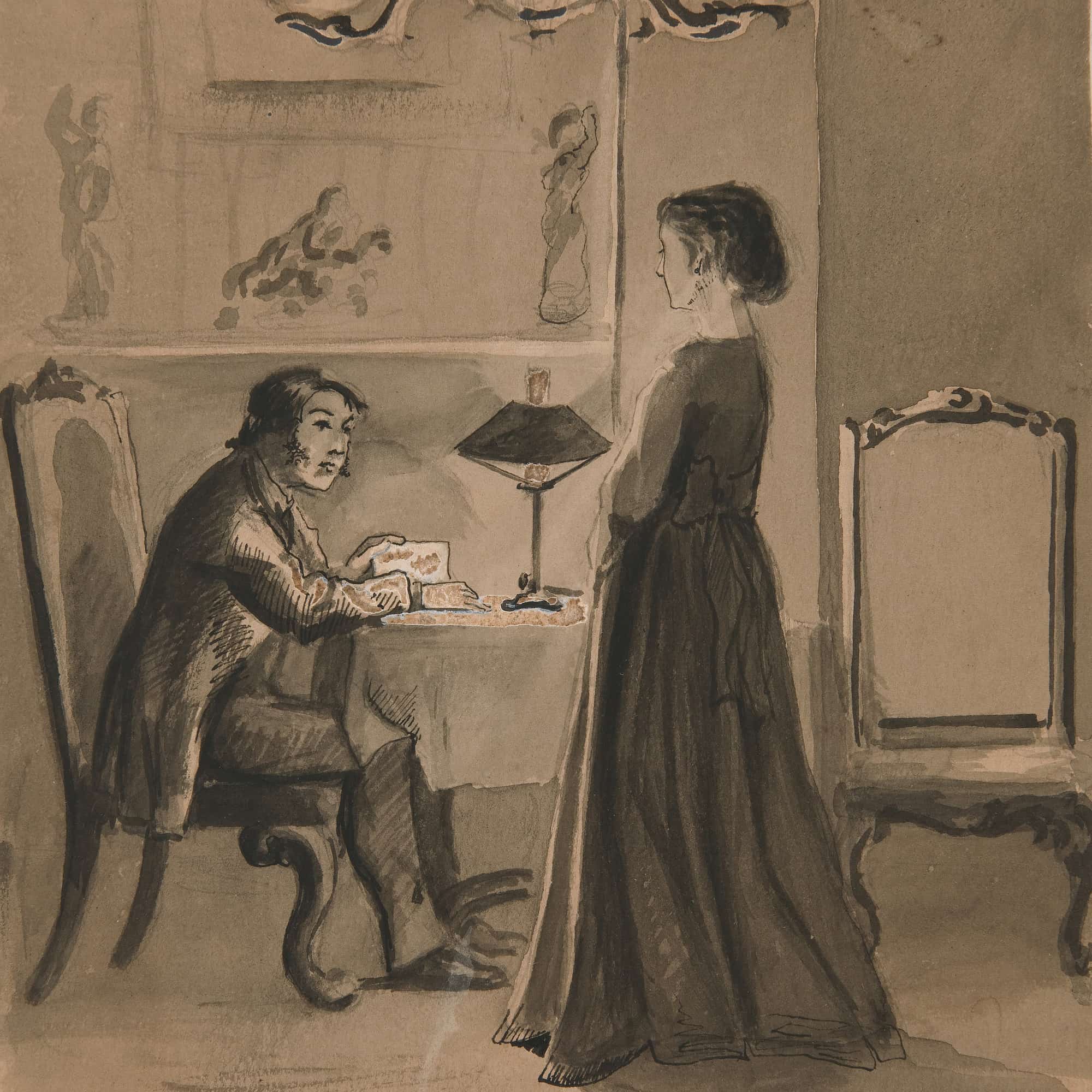 Man And Woman In An Interior by Edwin Austin Abbey - Image 4