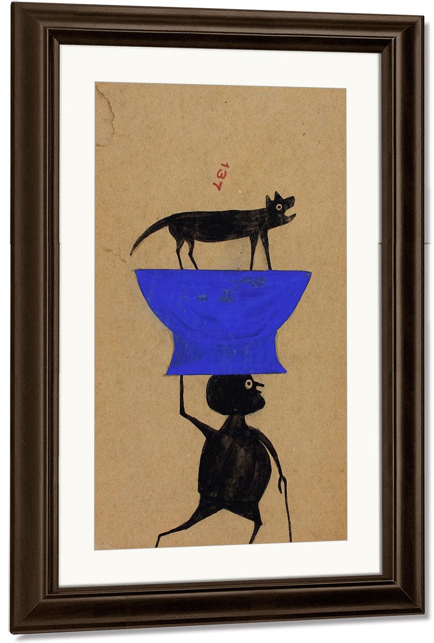 Man Carrying Dog On Object By Bill Traylor - Image 4