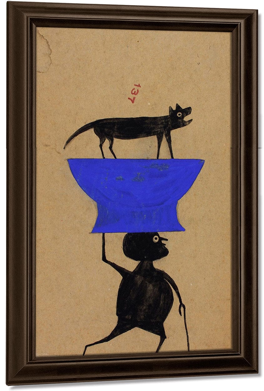 Man Carrying Dog On Object By Bill Traylor - Image 5