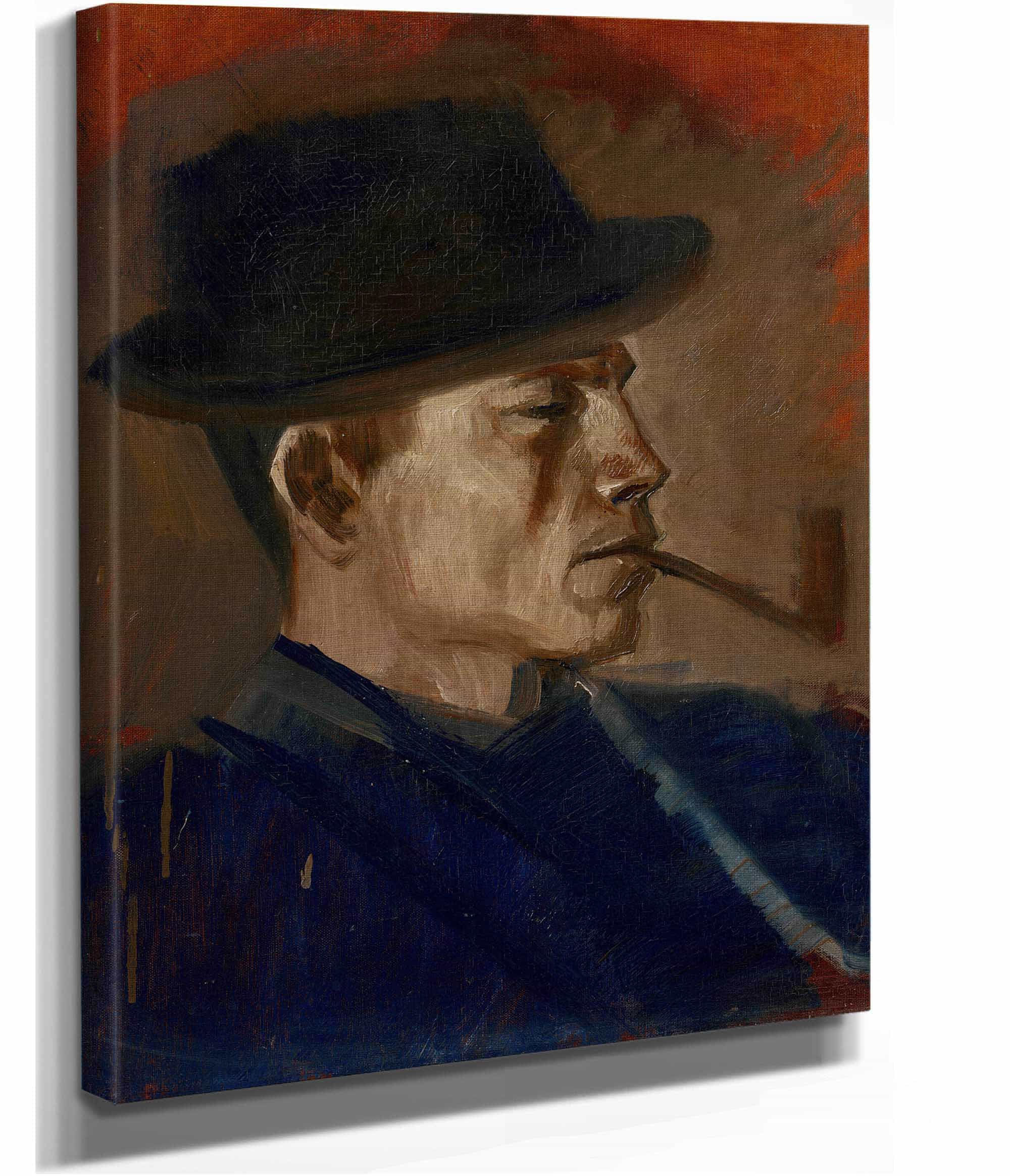 Man In Blue Smoking   by Ladislav Mednyanszky - Image 2
