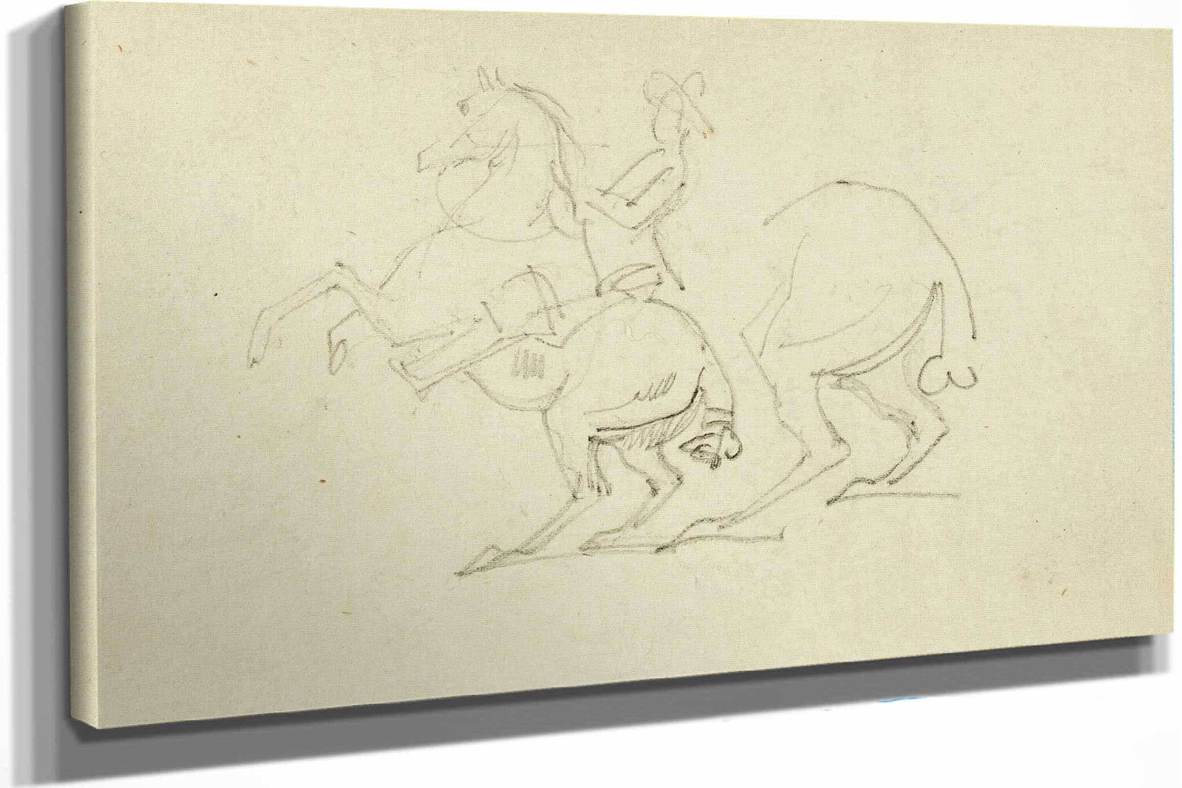 Man On A Rearing Horse Study Of Hind Legs Of Horse by Theodore Gericault