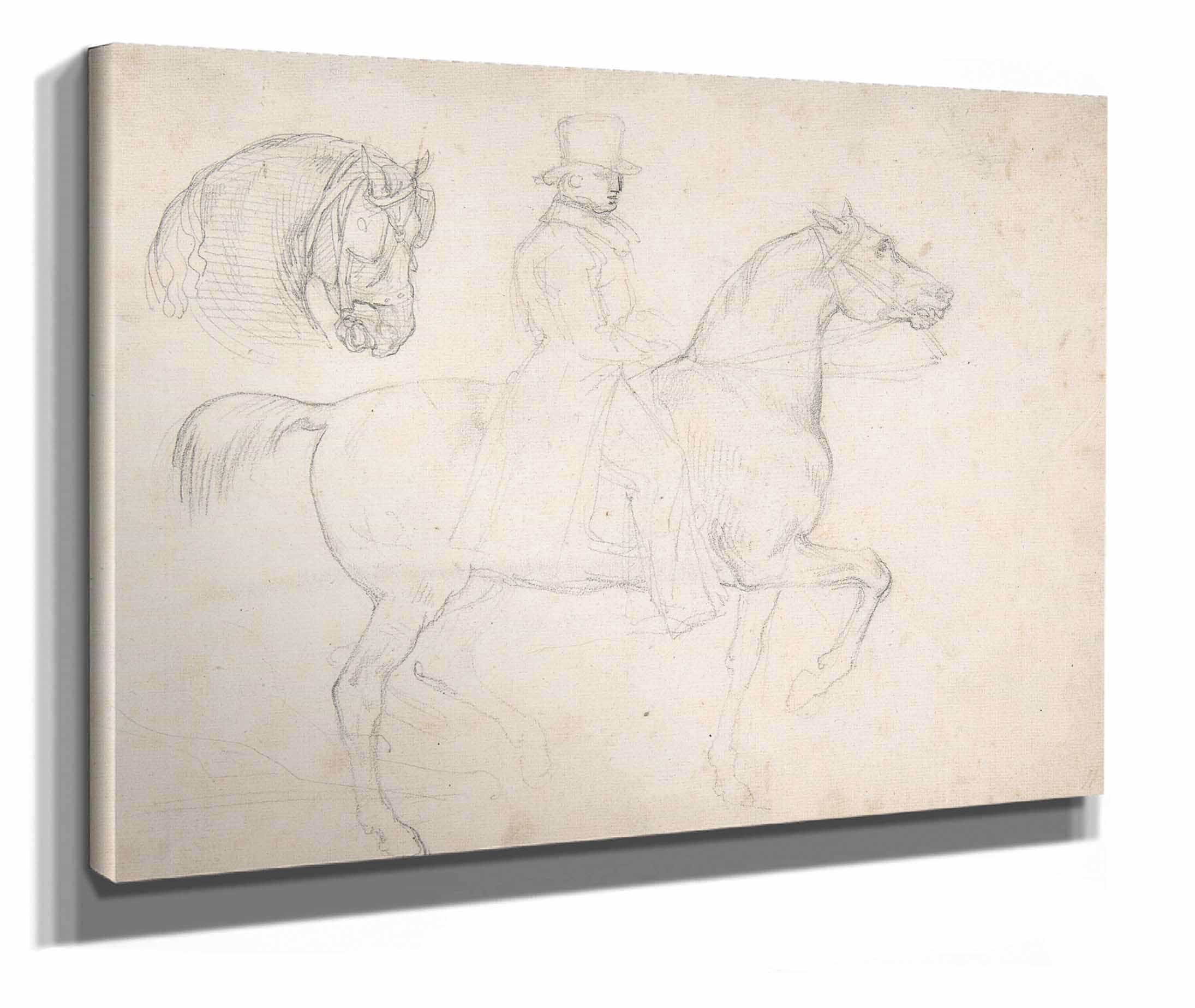 Man On Horseback And Study Of Horses Head by Theodore Gericault - Image 2
