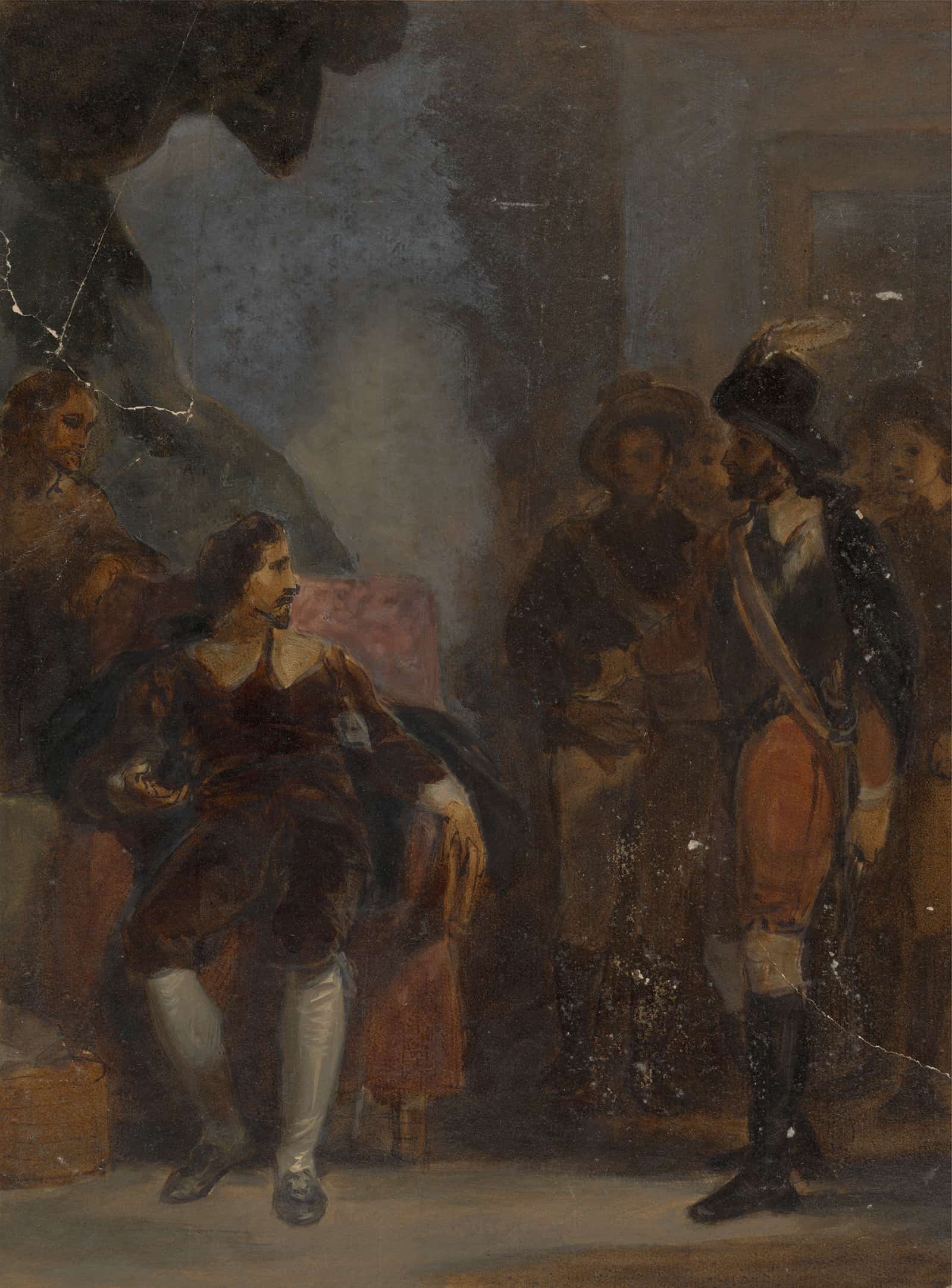 Man Seated While Speaking To A Soldier Who Is Standing by Robert Smirke