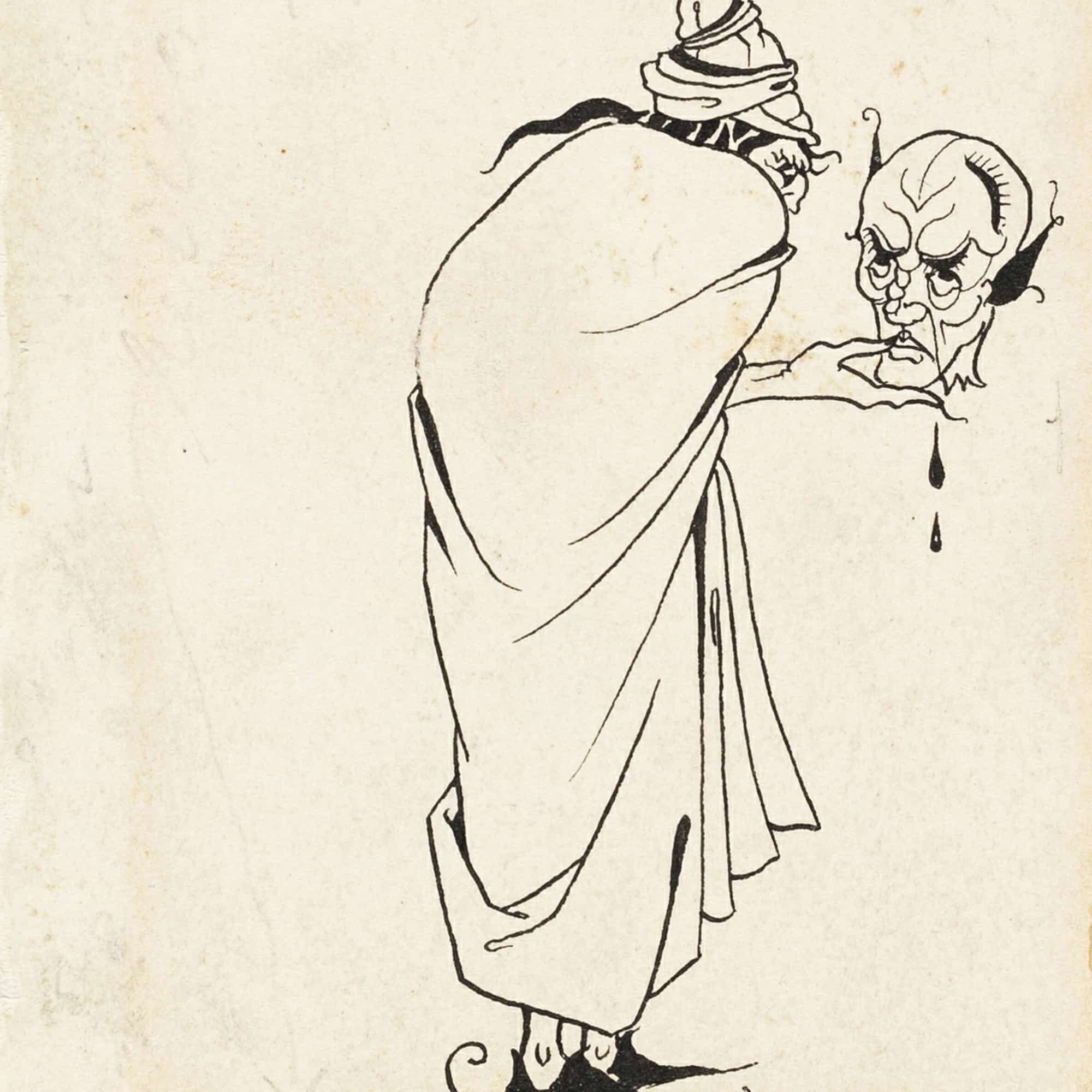Man With Skull by Aubrey Vincent Beardsley - Image 4