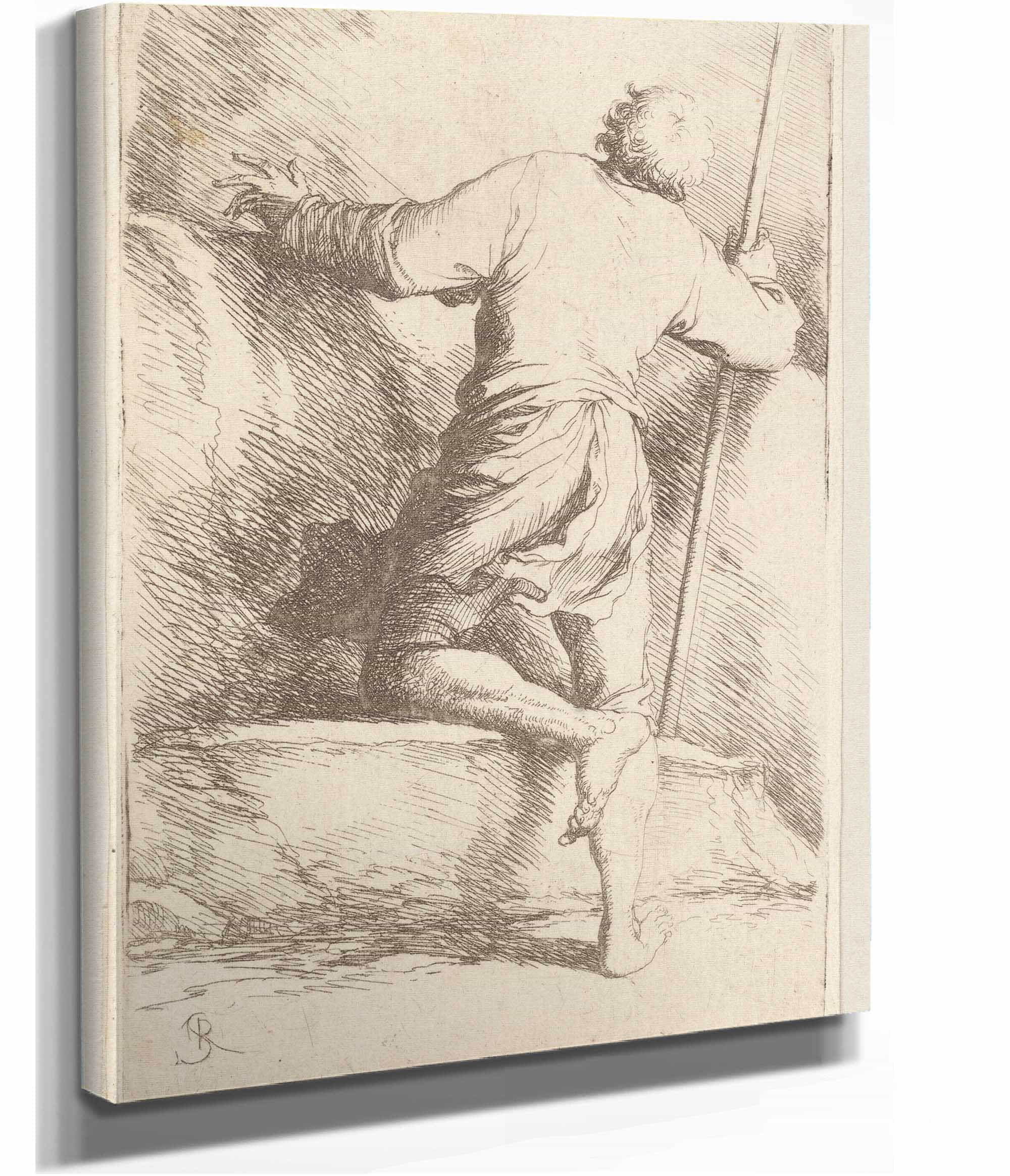 Man With Staff Seen From Behind by Salvator Rosa - Image 2