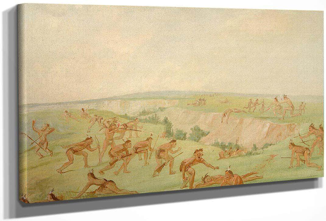 Mandan Attacking A Party Of Arikara By George Catlin
