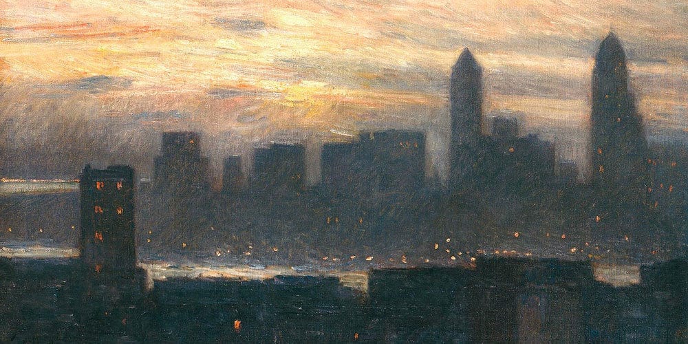 Manhattan's Misty Sunset September By Childe Hassam - Image 2