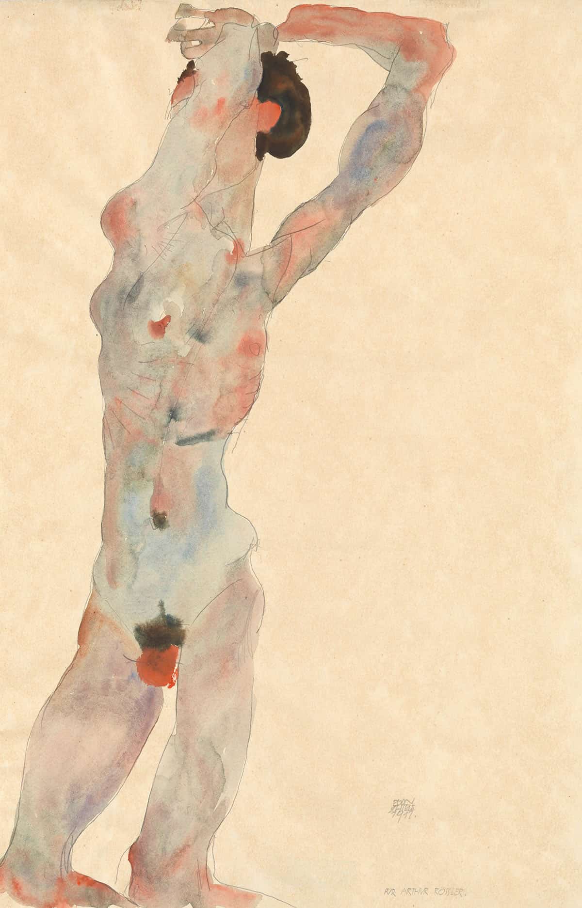 Mannlicher Akt by Egon Schiele - Image 3