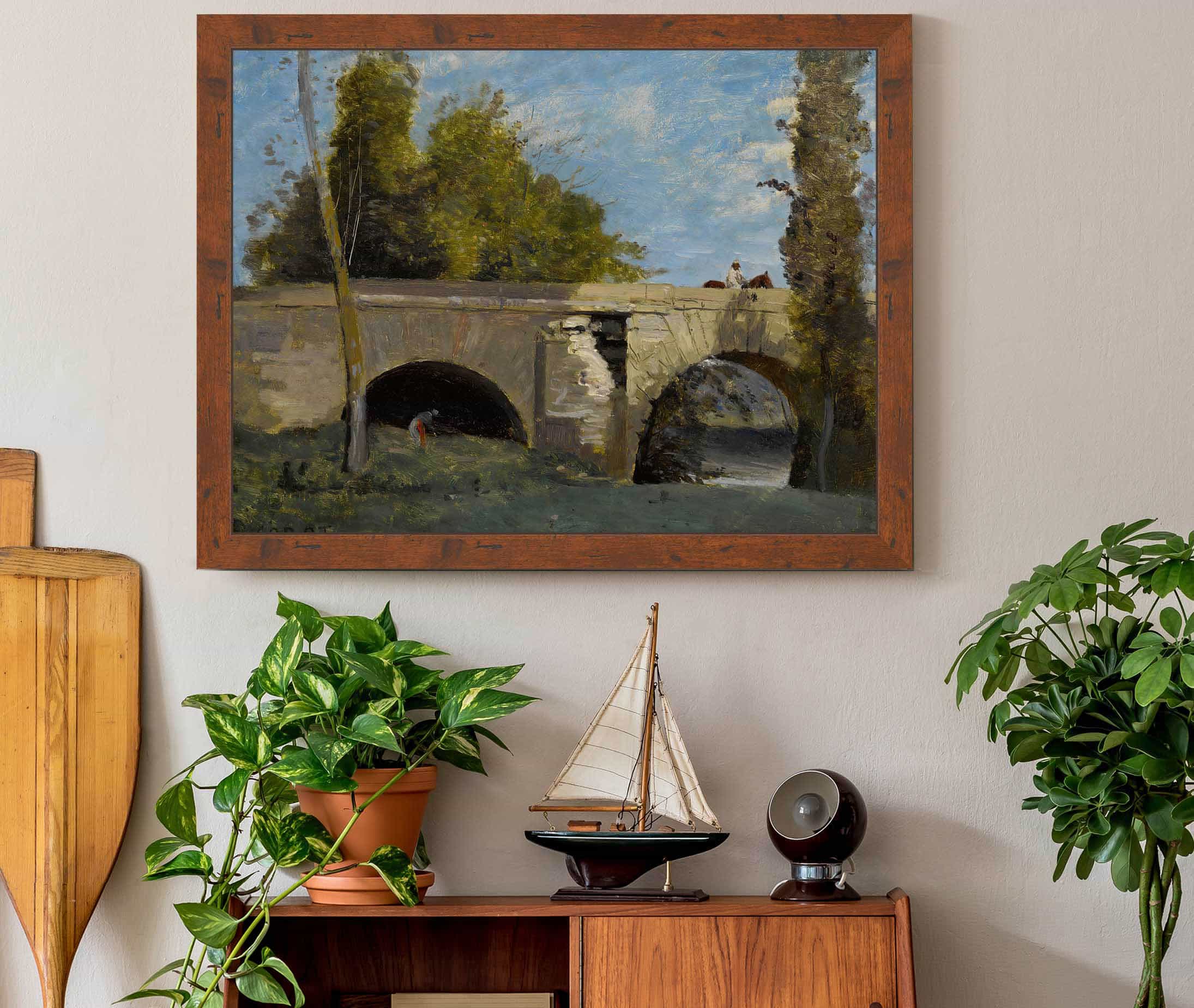 Mantes Deux Arches Du Pont Avec Un Cavalier by Jean Baptiste Camille Corot - Image 3
