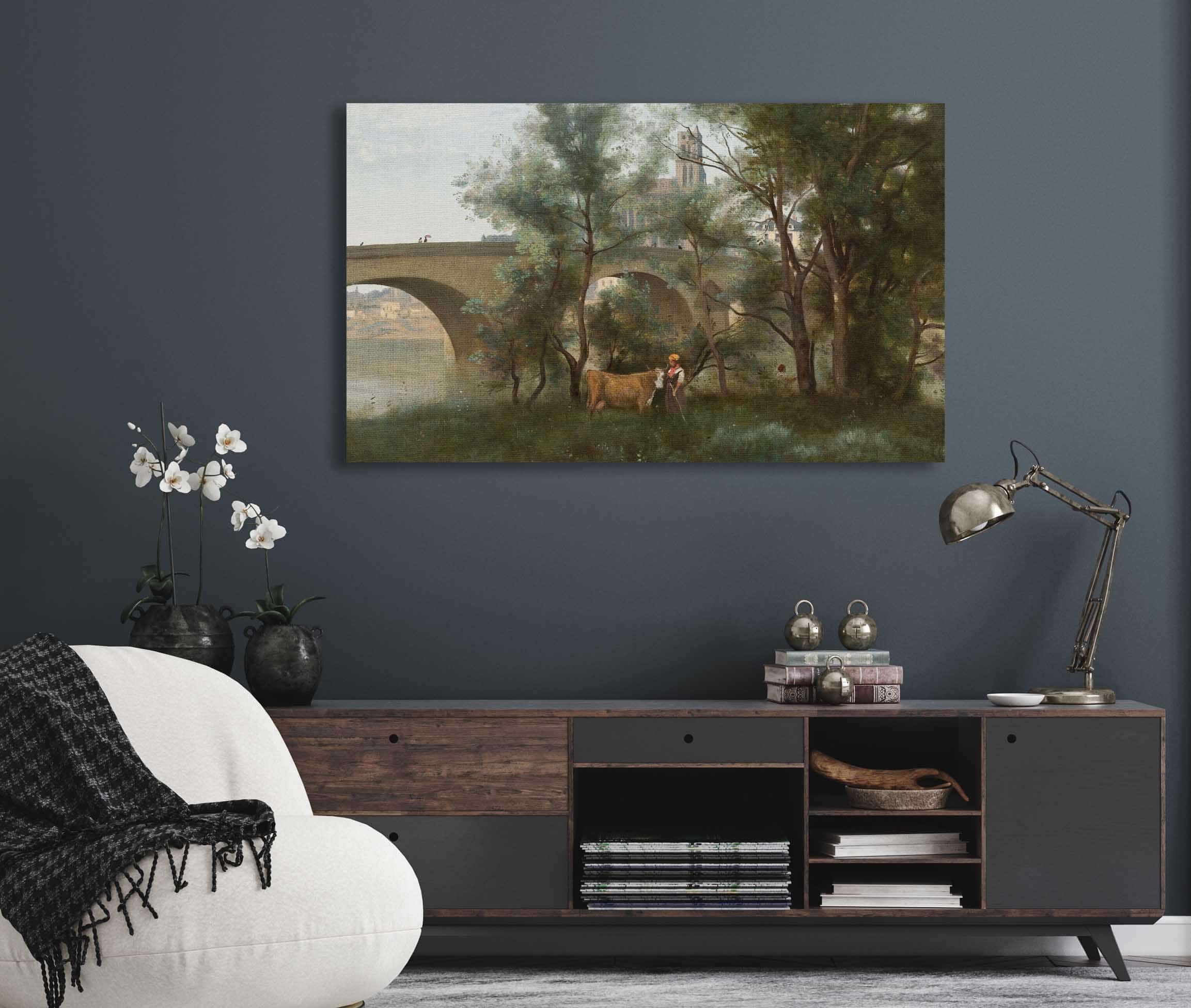 Mantes Les Bords De La Seine Au Pied Du Pont by Jean Baptiste Camille Corot - Image 5