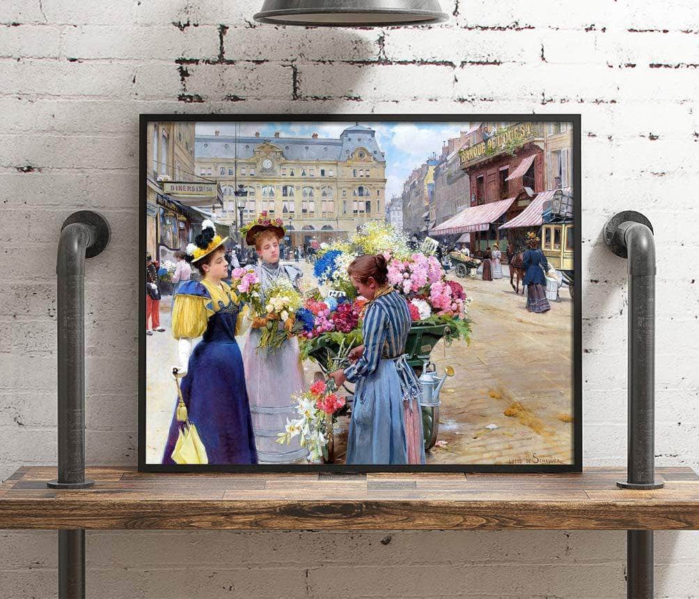 Marchand De Fleurs, La Rue Du Havre, Paris Painting Louis De Schryver Canvas Art - Image 4