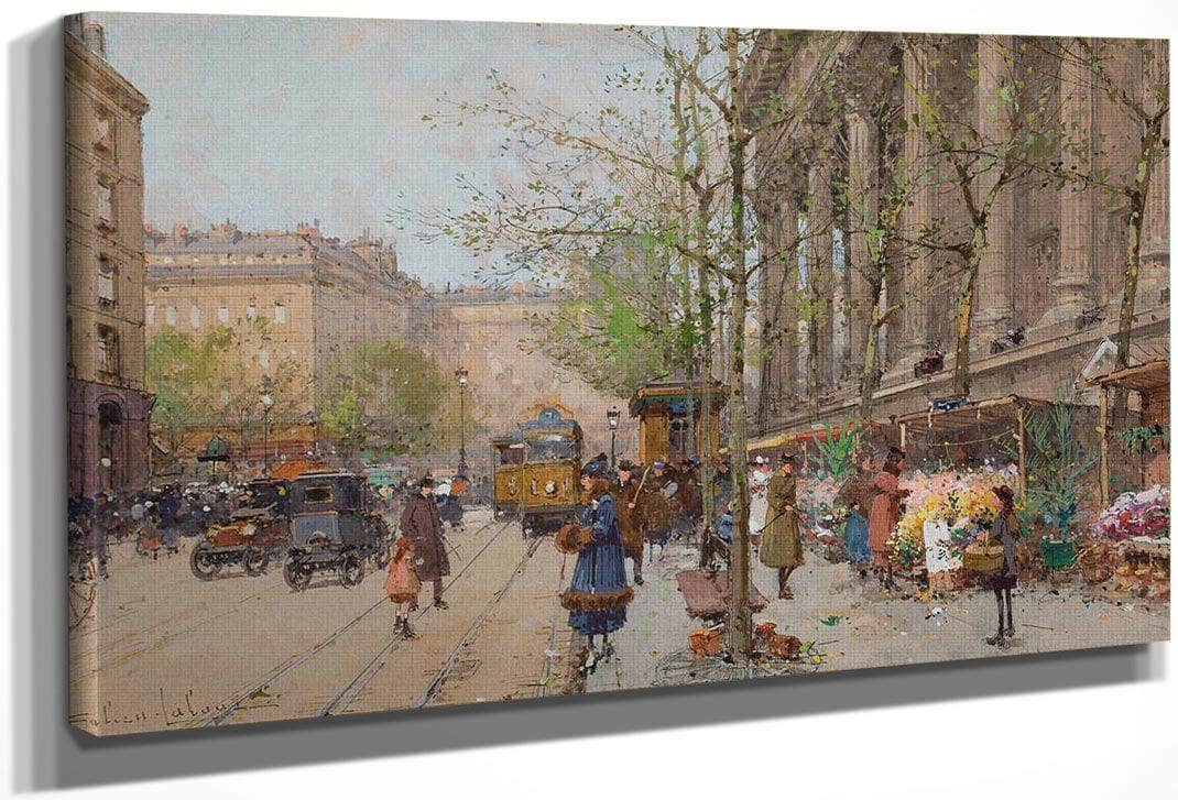 Marche Aux Fleurs Place De La Madeleine By Eugene Galien Laloue