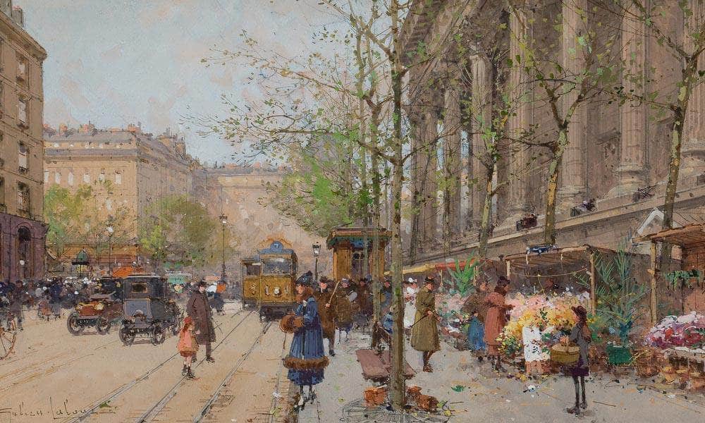 Marche Aux Fleurs Place De La Madeleine By Eugene Galien Laloue - Image 7