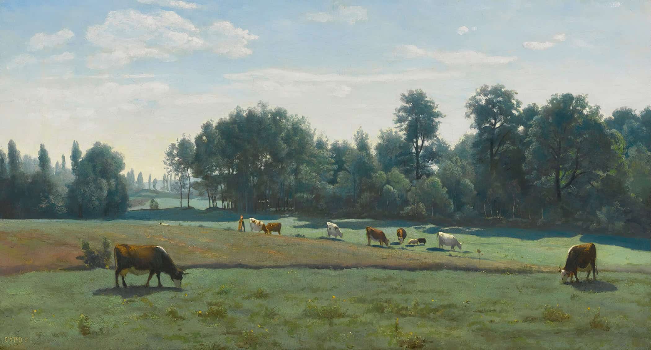 Marcoussis Les Vaches Au Paturage by Jean Baptiste Camille Corot - Image 2