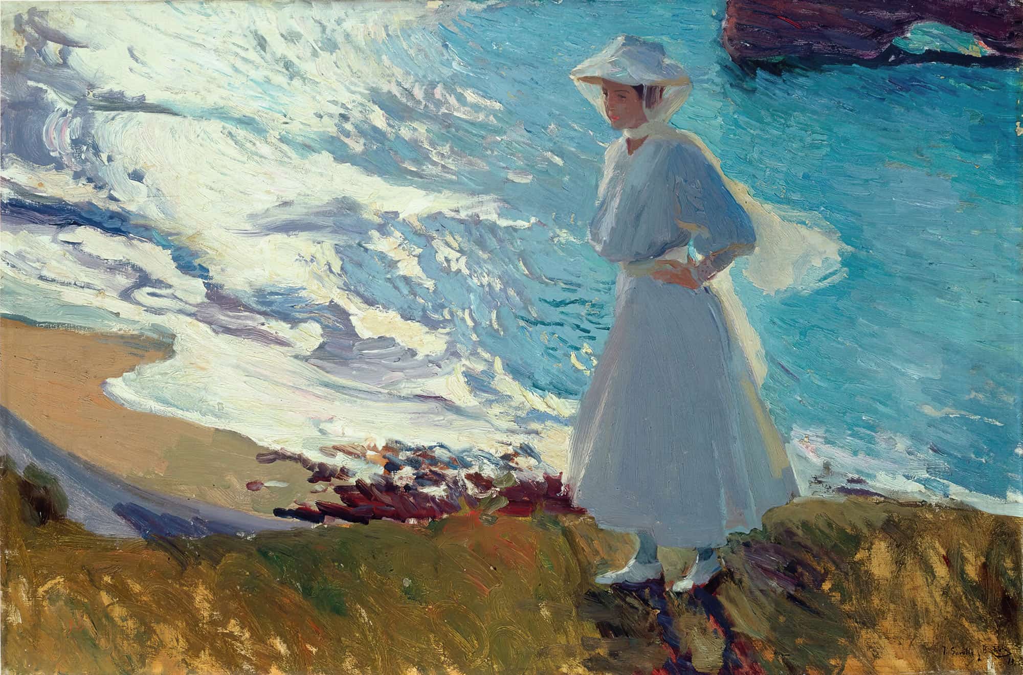 Maria On The Beach At Biarritz Or Contre Jour by Joaquin Sorolla