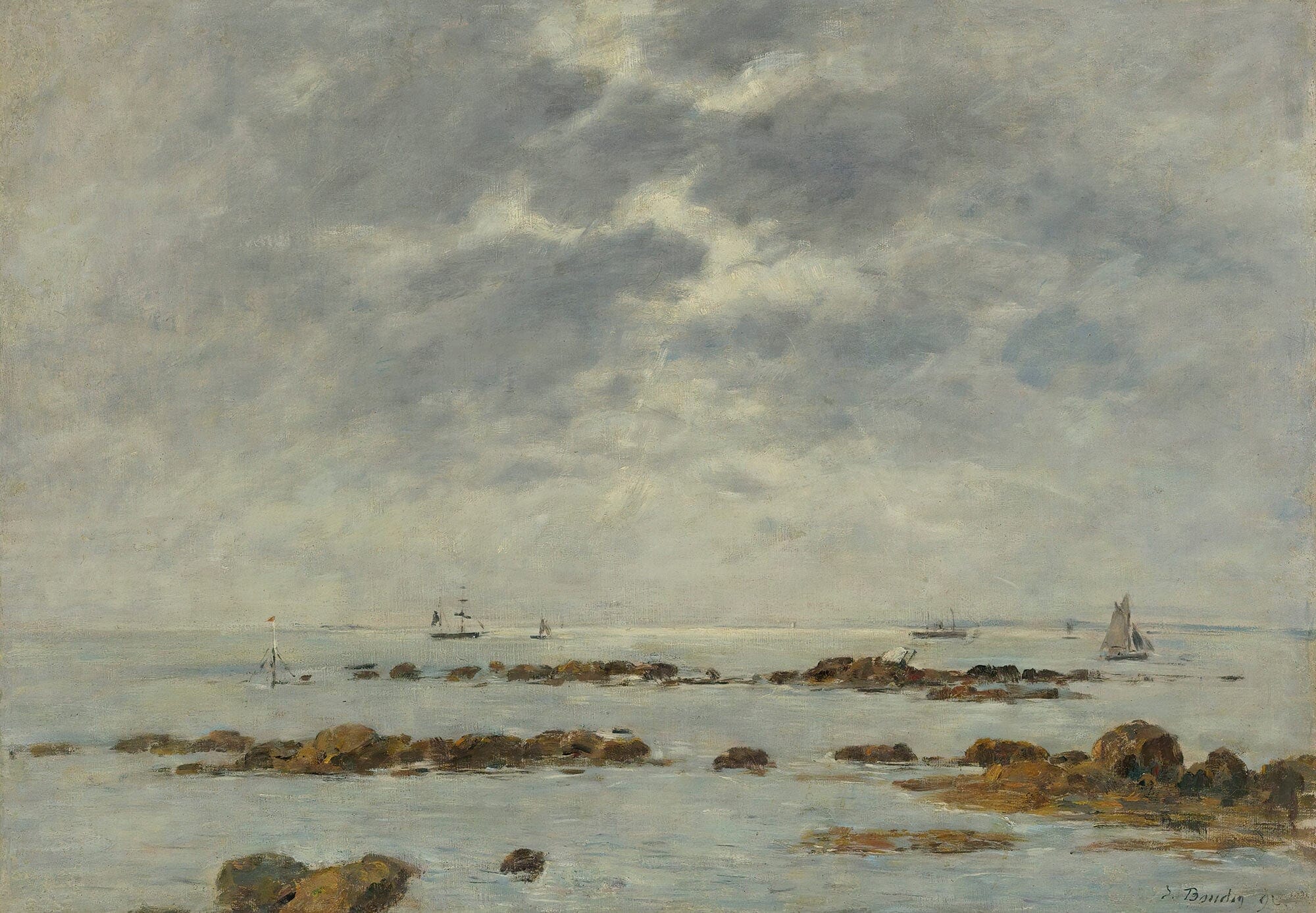 Marine A St Vaast La Hougue Manche by Eugene Boudin - Image 2