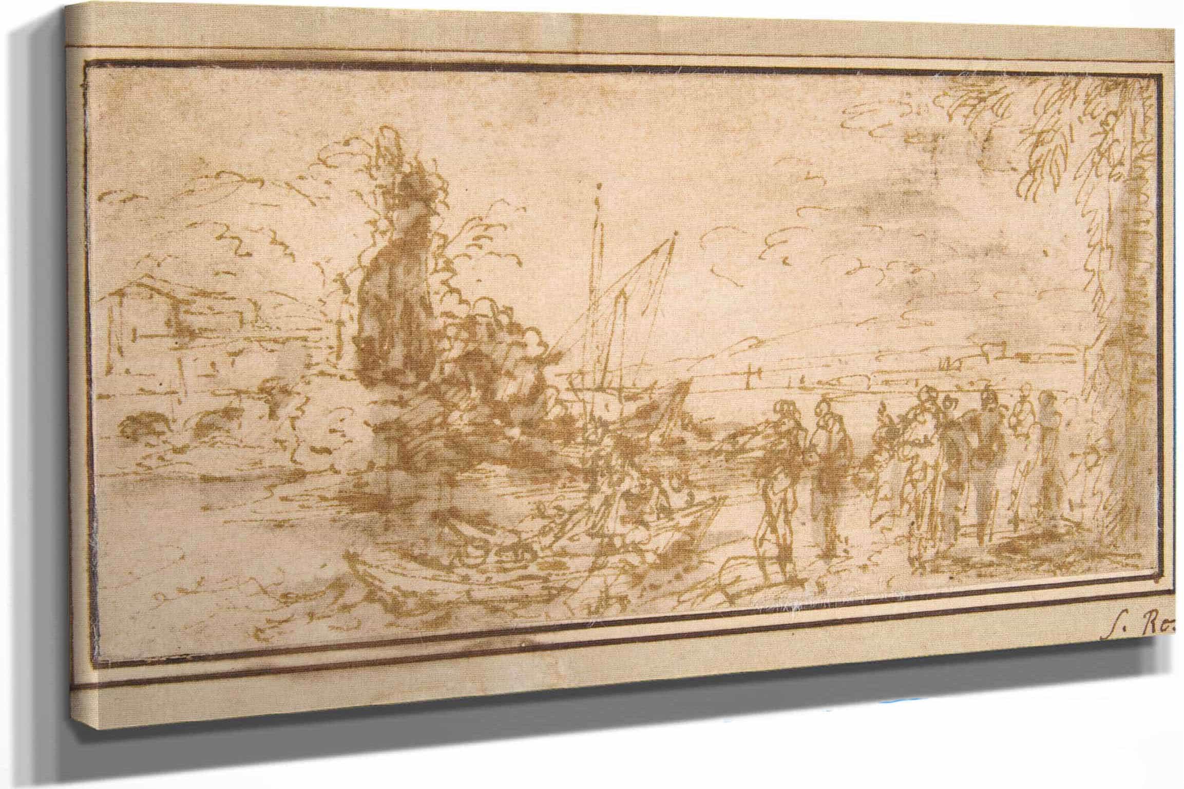 Marine Landscape With Figures by Salvator Rosa