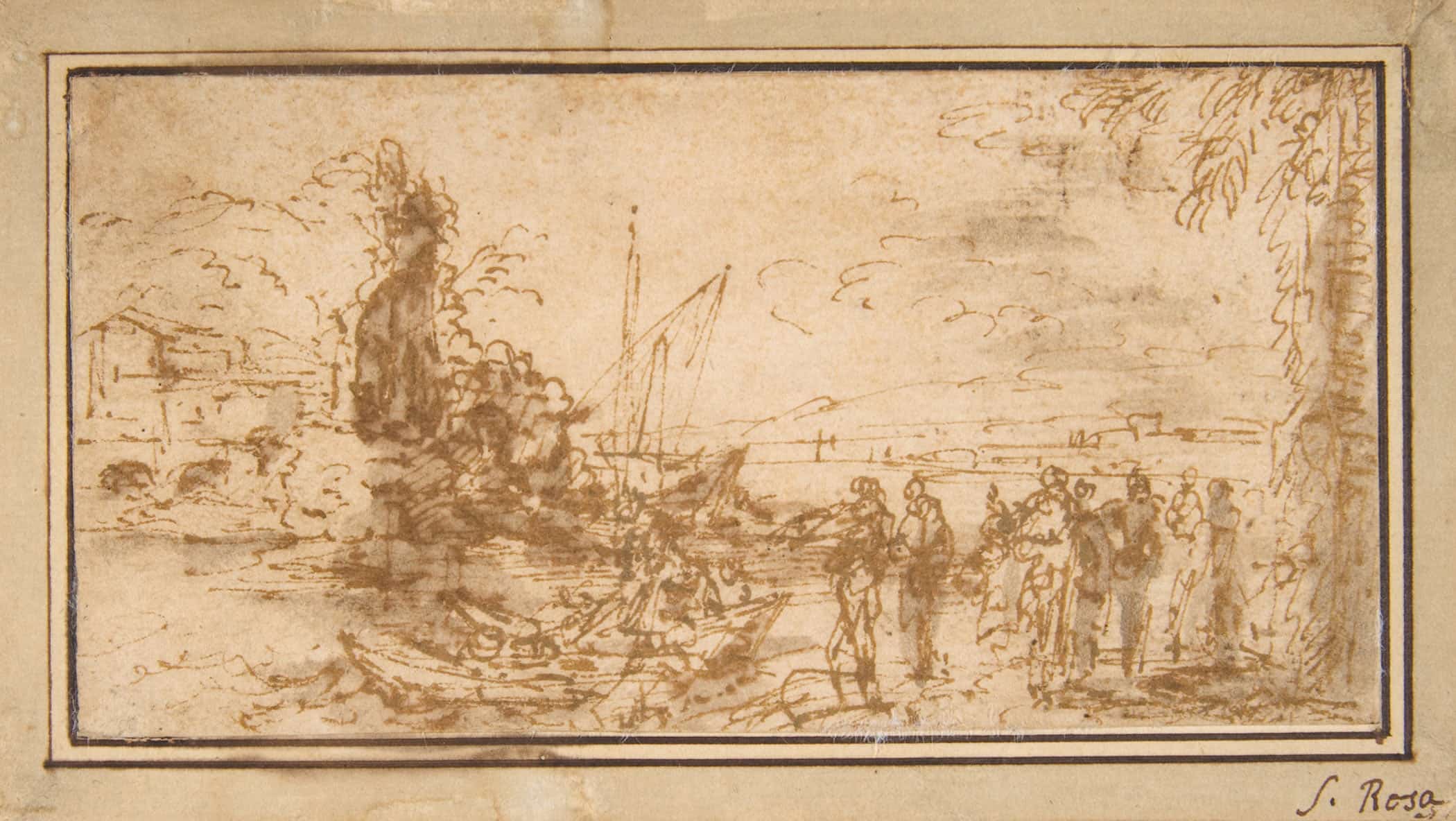 Marine Landscape With Figures by Salvator Rosa - Image 2