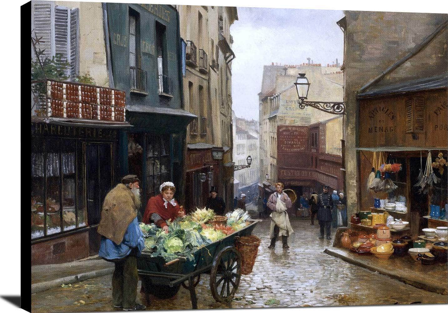 Market On The Rue Mouffetard, Paris Painting Victor Gabriel Gilbert Canvas Art - Image 2