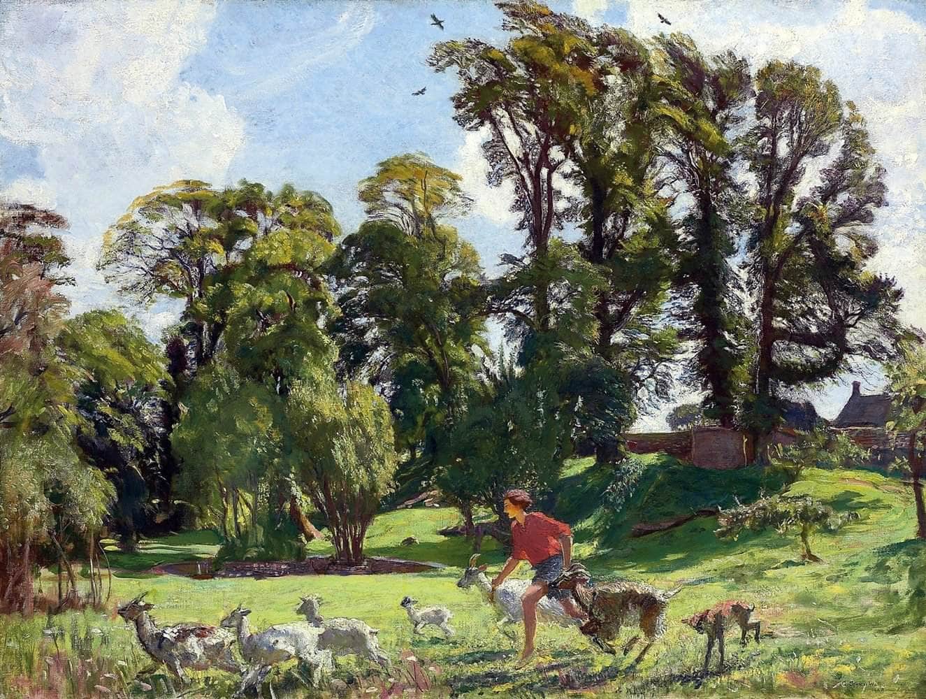 Mary In The Gardens Dunshay Painting George Spencer Watson Canvas Art - Image 5