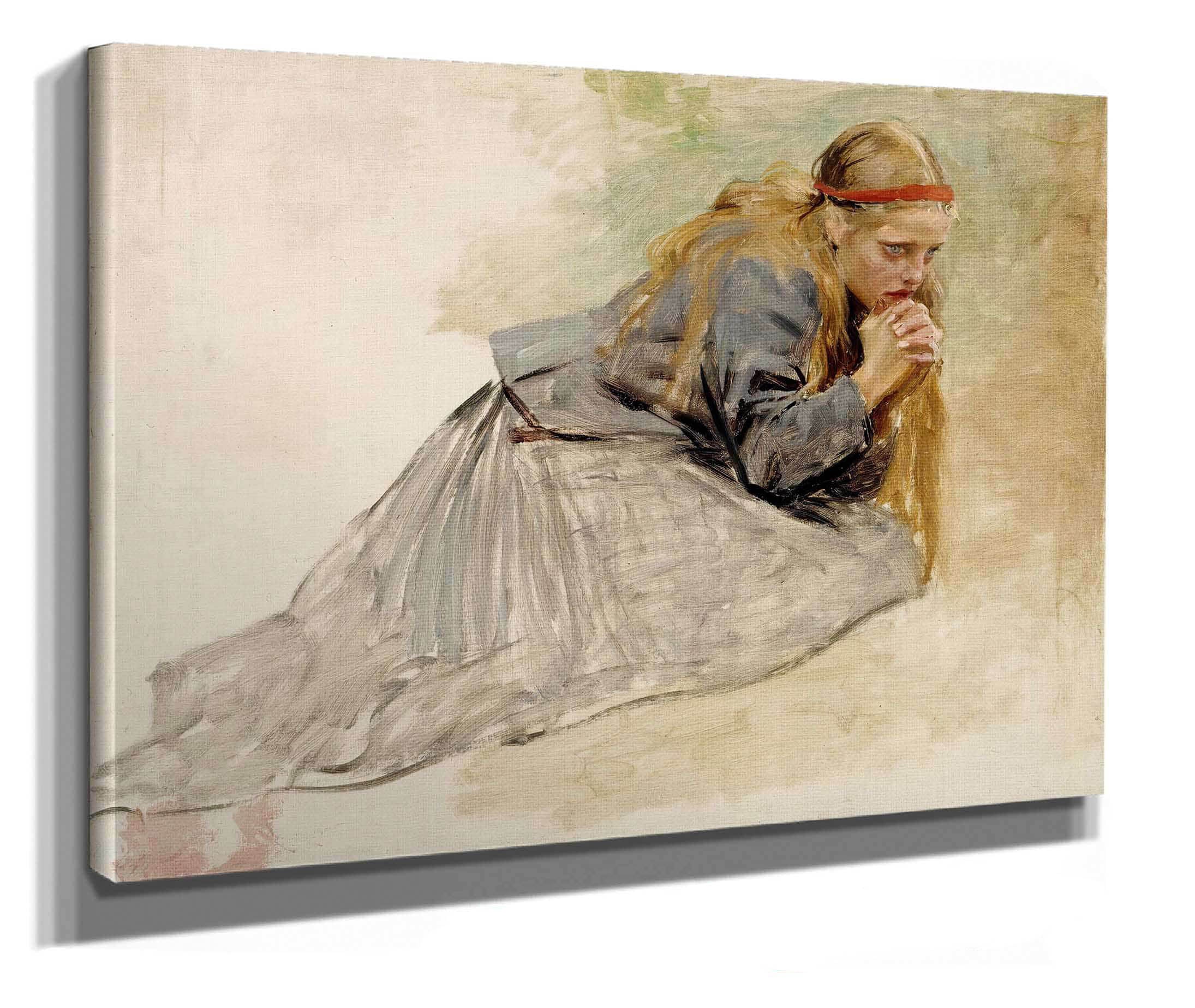 Mary Magdalene Kneeling Study For The Christ And Mary Magdalene by Albert Edelfelt - Image 2