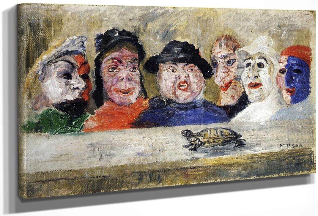 Masks Watching A Turtle By James Ensor
